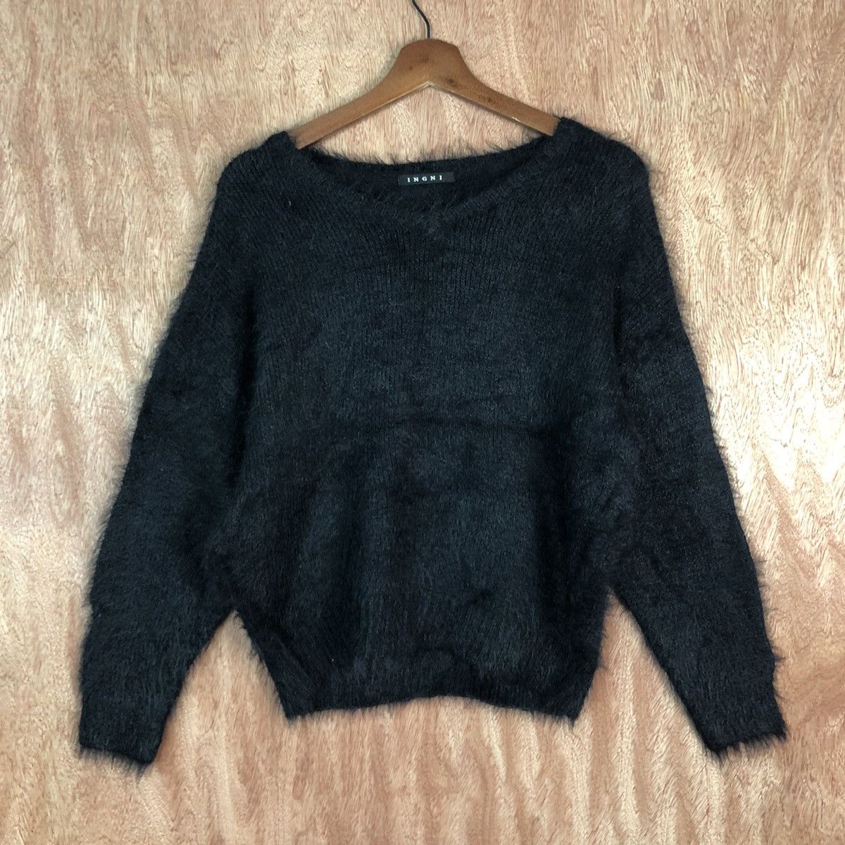 Homespun Knitwear DLL INGNI BLACK MOHAIR KNITWEAR SHAG SHAGGY #c432 Size M / US 6-8 / IT 42-44 - 3 Thumbnail