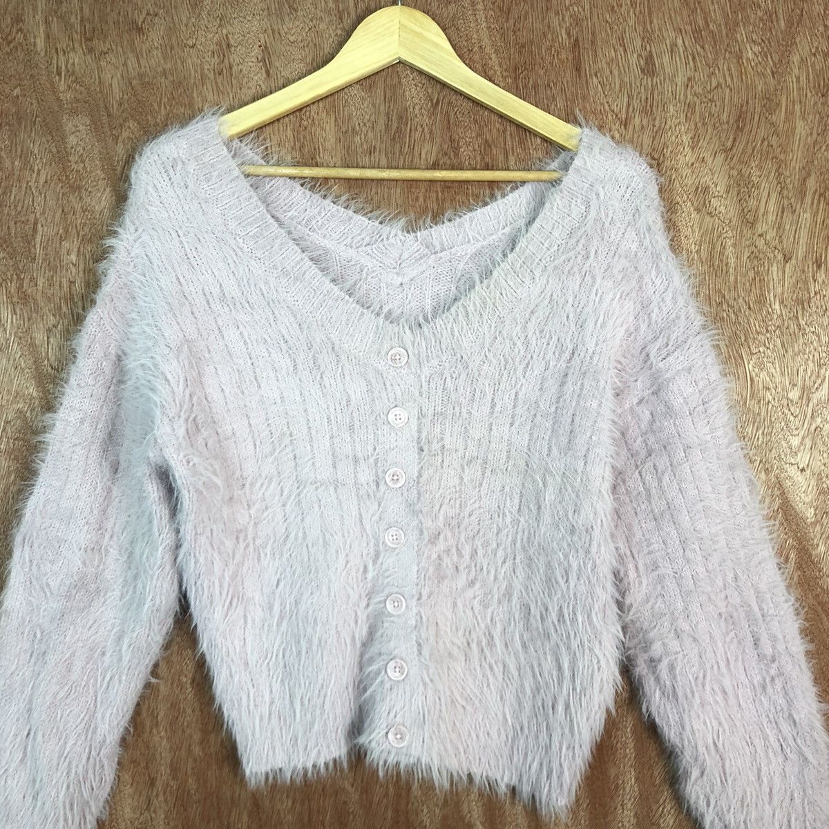 Homespun Knitwear DLL INGNI LIGHT PINK MOHAIR SHAG SHAGGY KNITWEAR #c396 Size M / US 6-8 / IT 42-44 - 3 Thumbnail