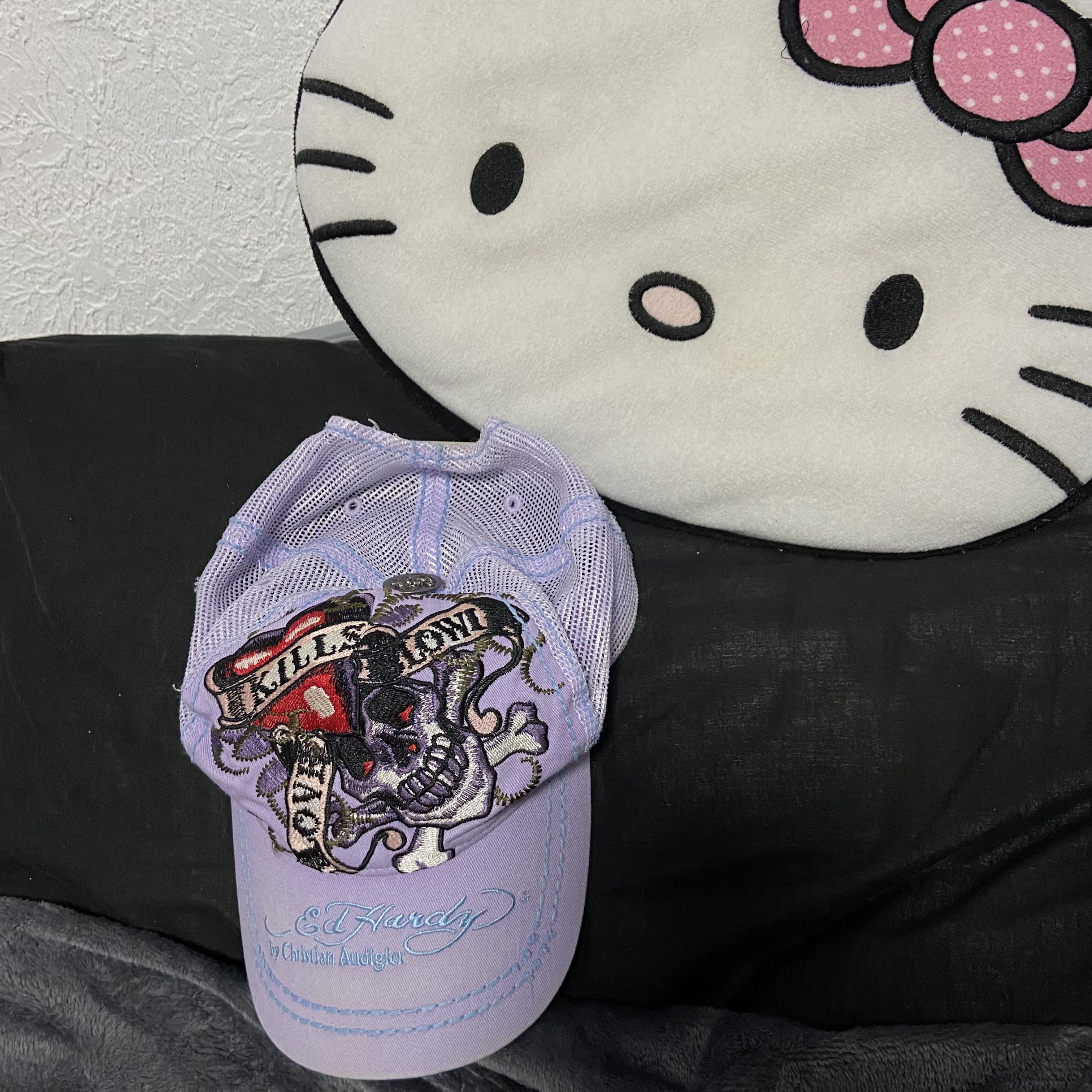 Ed Hardy PURPLE HAZE ED HARDY EMBROIDERED SKELETON RARE CAP - № 4150 Size ONE SIZE - 1 Thumbnail