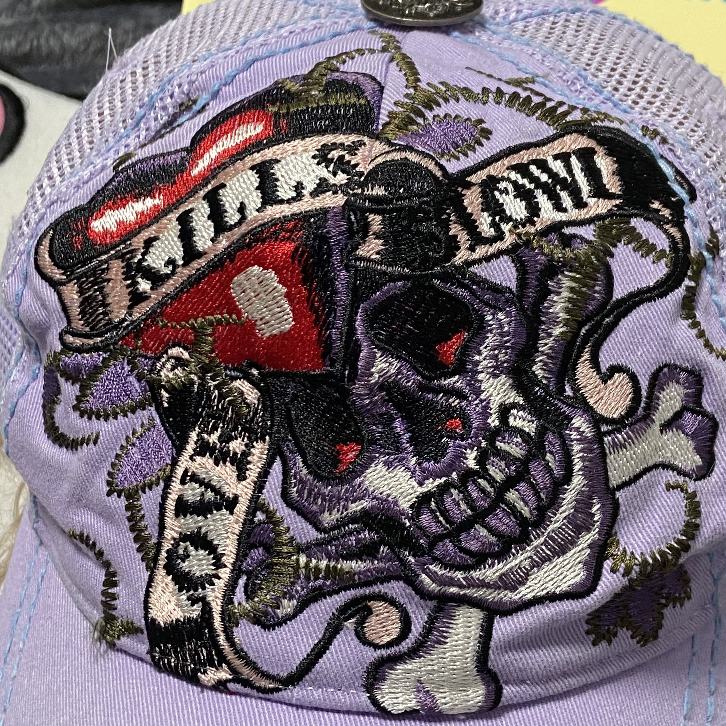 Ed Hardy PURPLE HAZE ED HARDY EMBROIDERED SKELETON RARE CAP - № 4150 Size ONE SIZE - 6 Thumbnail