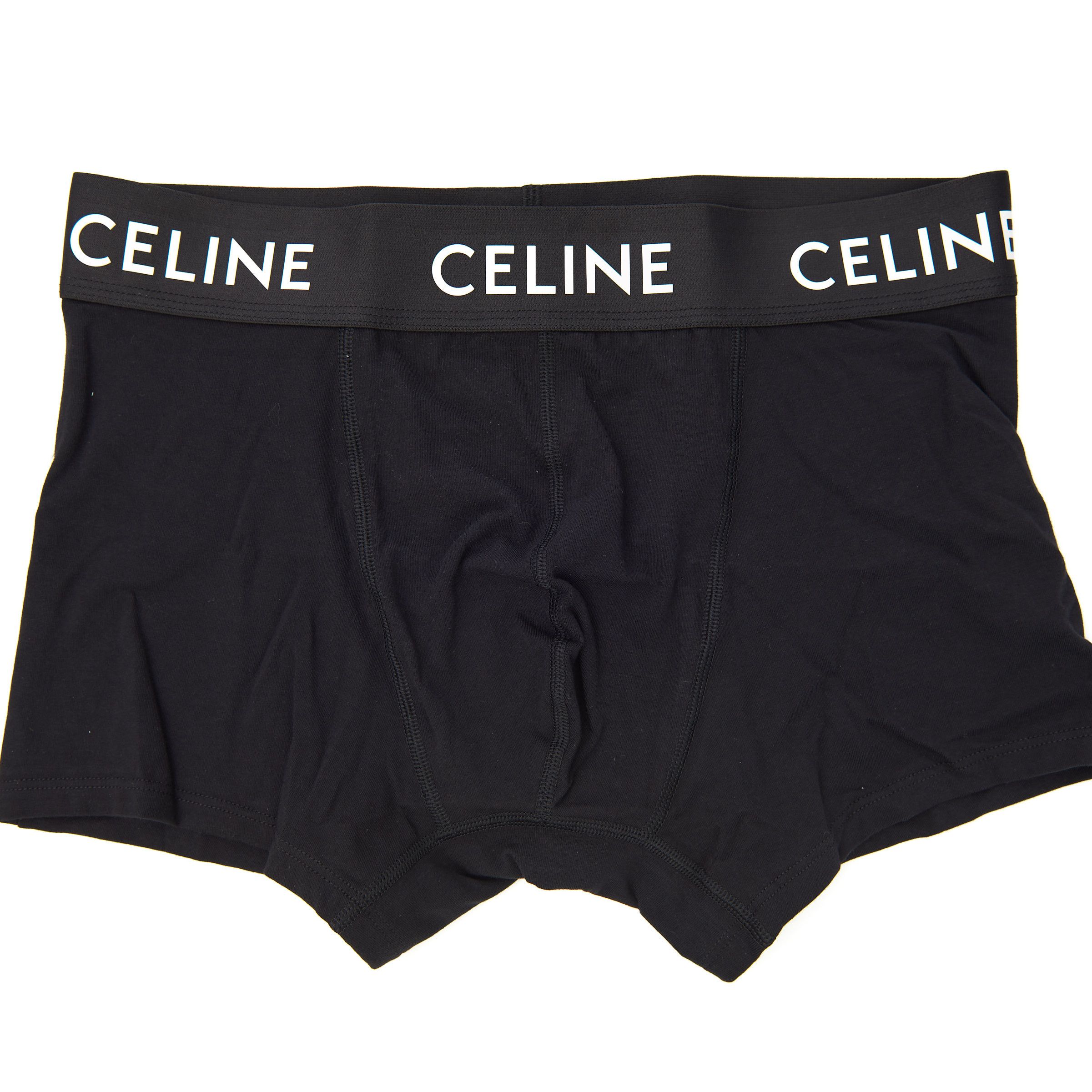 Black Cotton Jersey Boxers With Celine Logo Printed Band