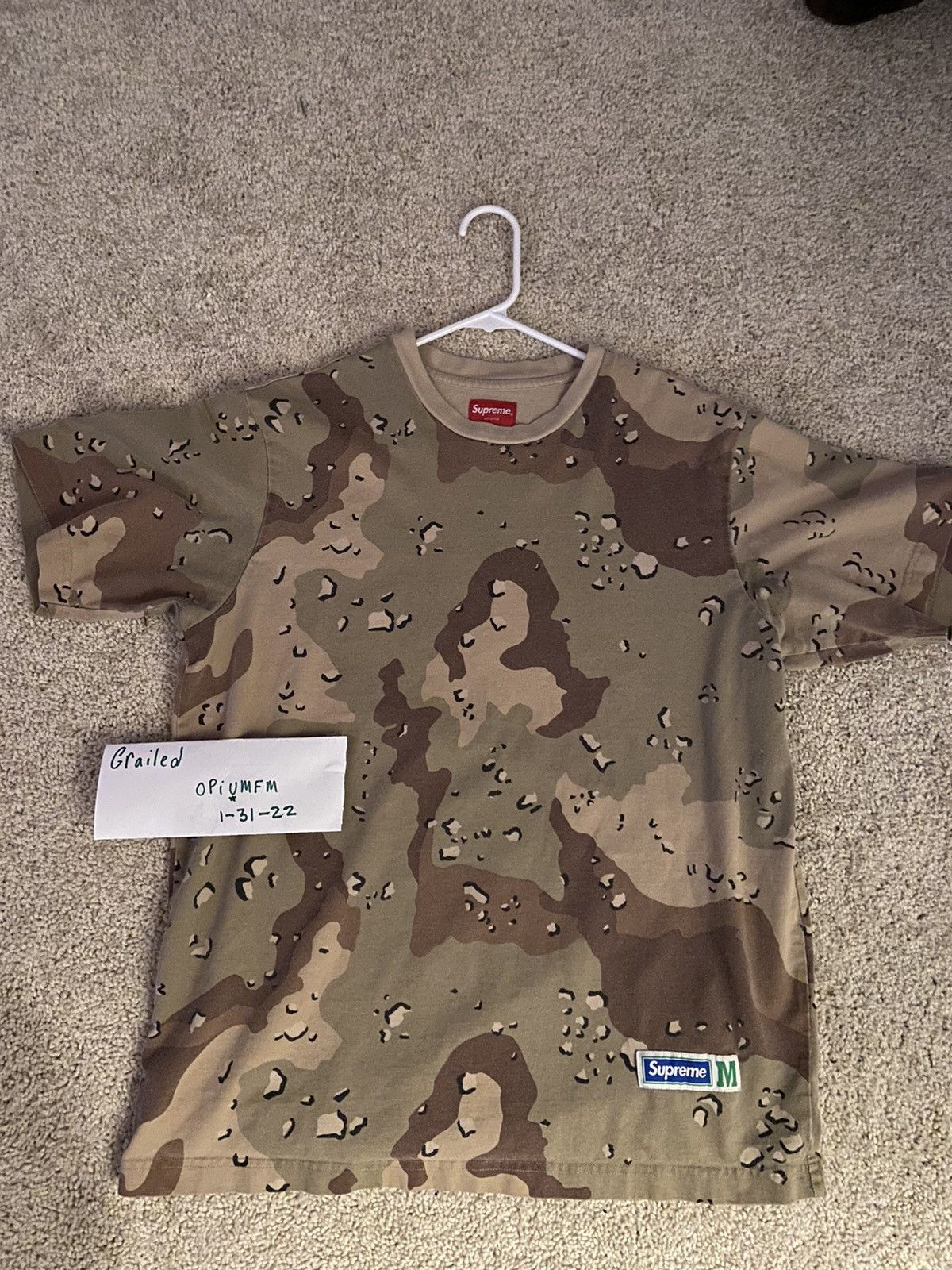 Cheapest SS19 Supreme athletic label chocolate chip desert camo tee shirt large new DSWT