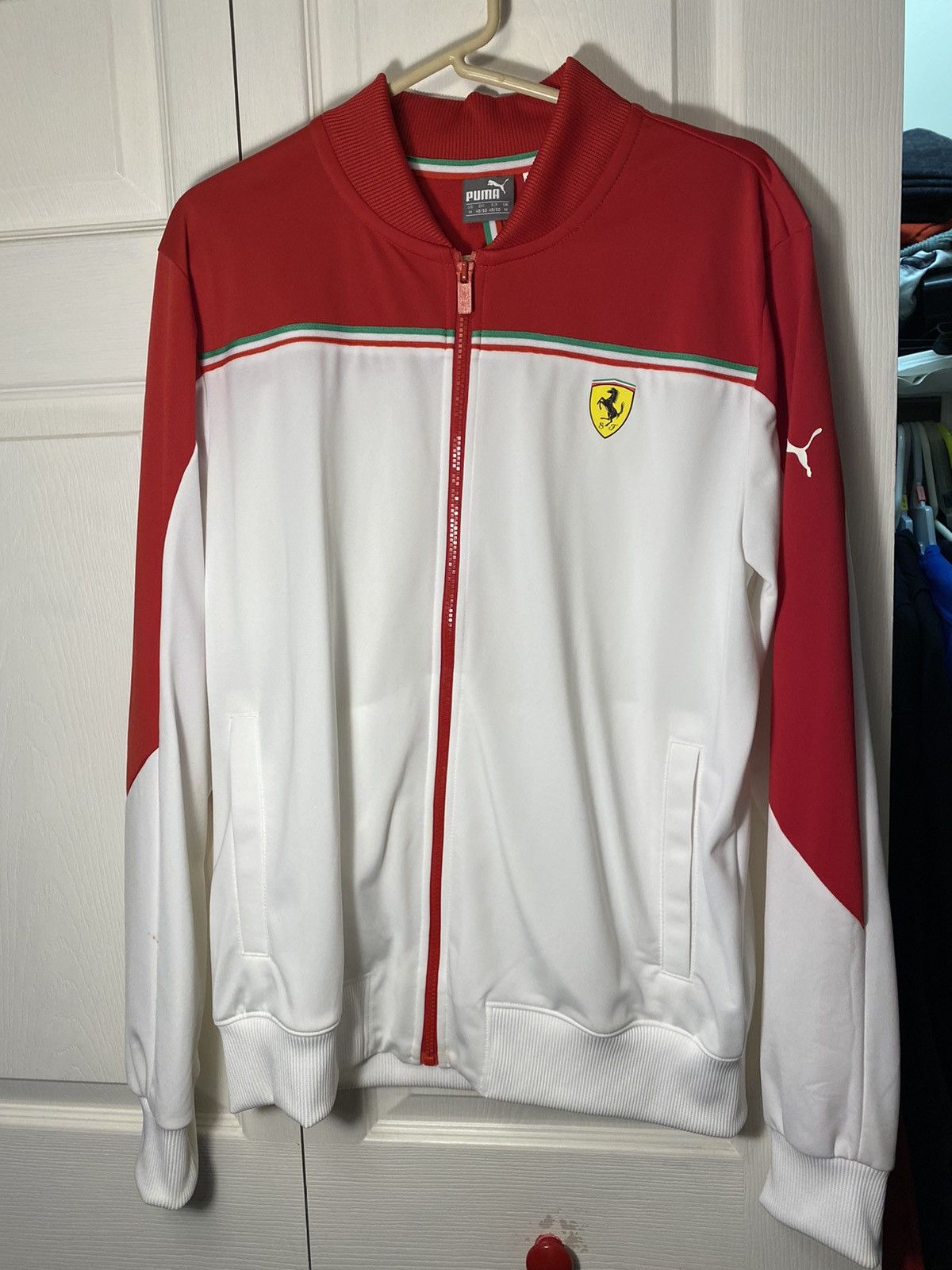 Puma x Ferrari White/Red Light Zip-Up Bomber - Main Image