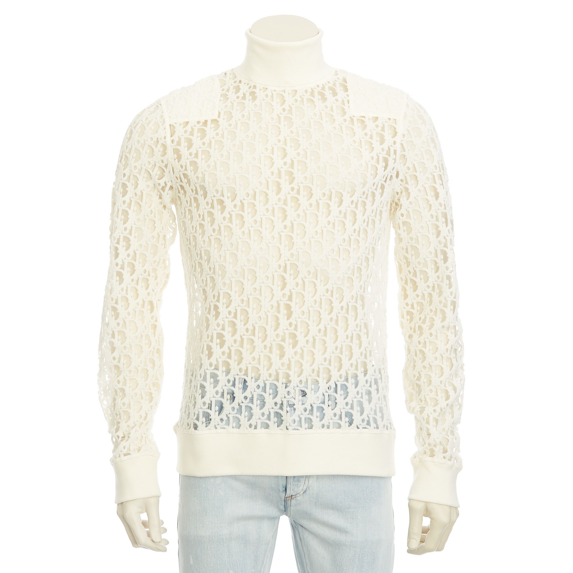 Dior White Cotton Long-Sleeved Dior Oblique T-Shirt Size US L / EU 52-54 / 3 - 1 Thumbnail