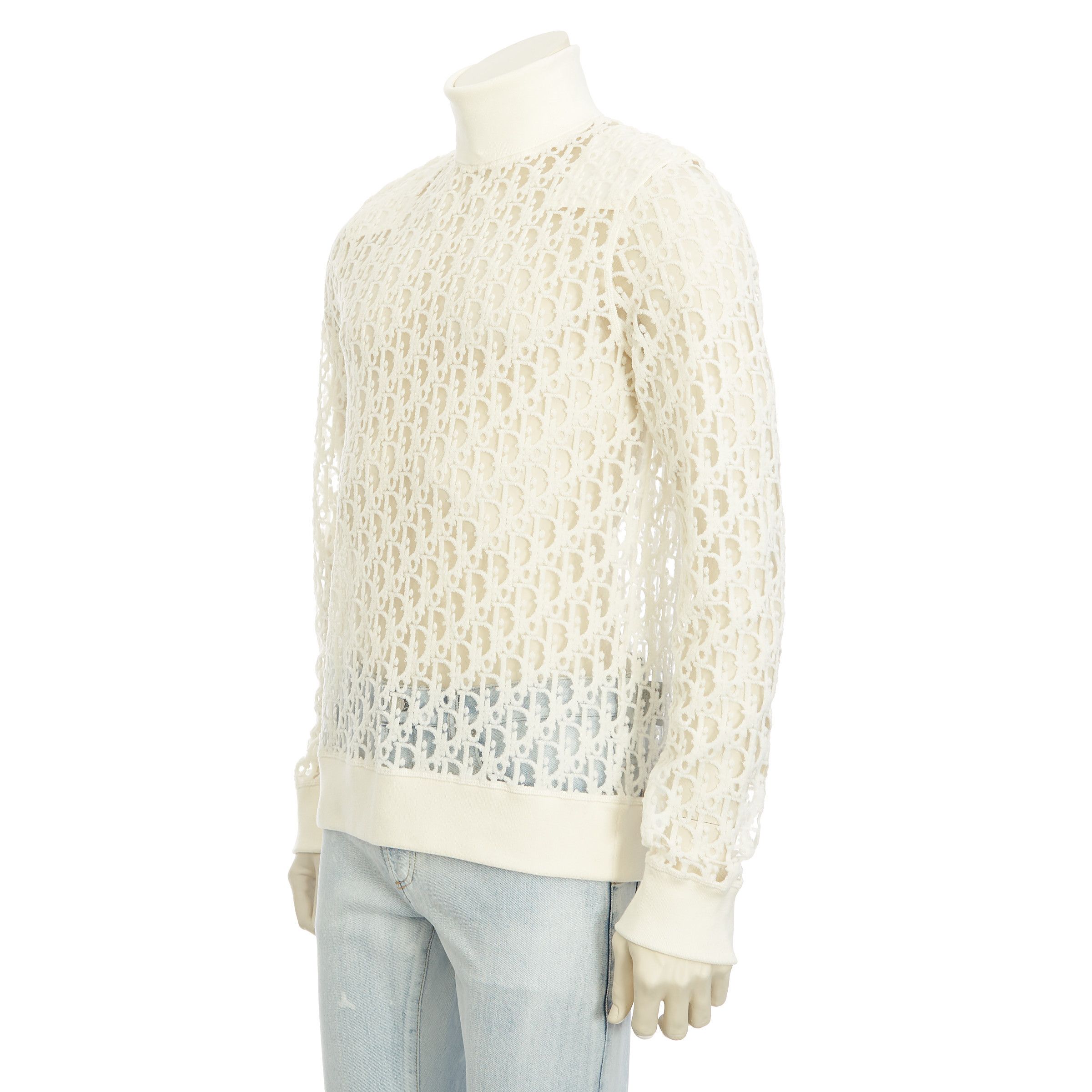 Dior White Cotton Long-Sleeved Dior Oblique T-Shirt Size US L / EU 52-54 / 3 - 2 Thumbnail