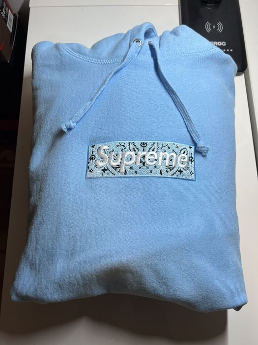 Supreme bandana box logo hooded sweatshirt light discount blue