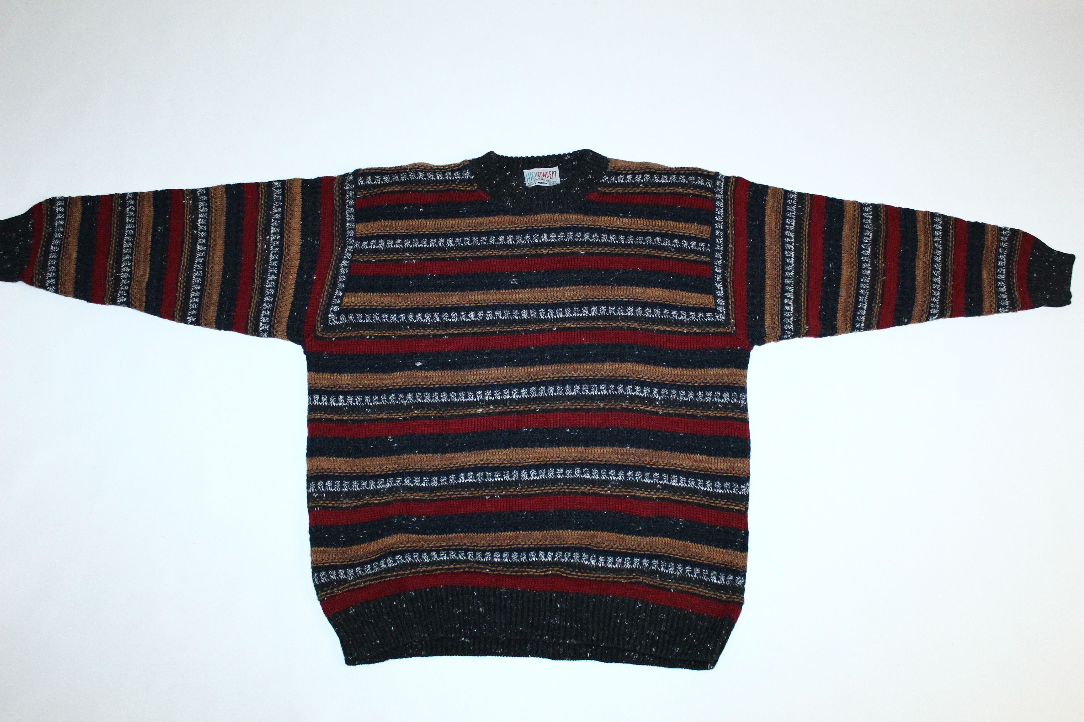 Florence Tricot 🔥VTG🔥 80s High Concept Multicolor Cable Knit Sweater Size US L / EU 52-54 / 3 - 2 Thumbnail