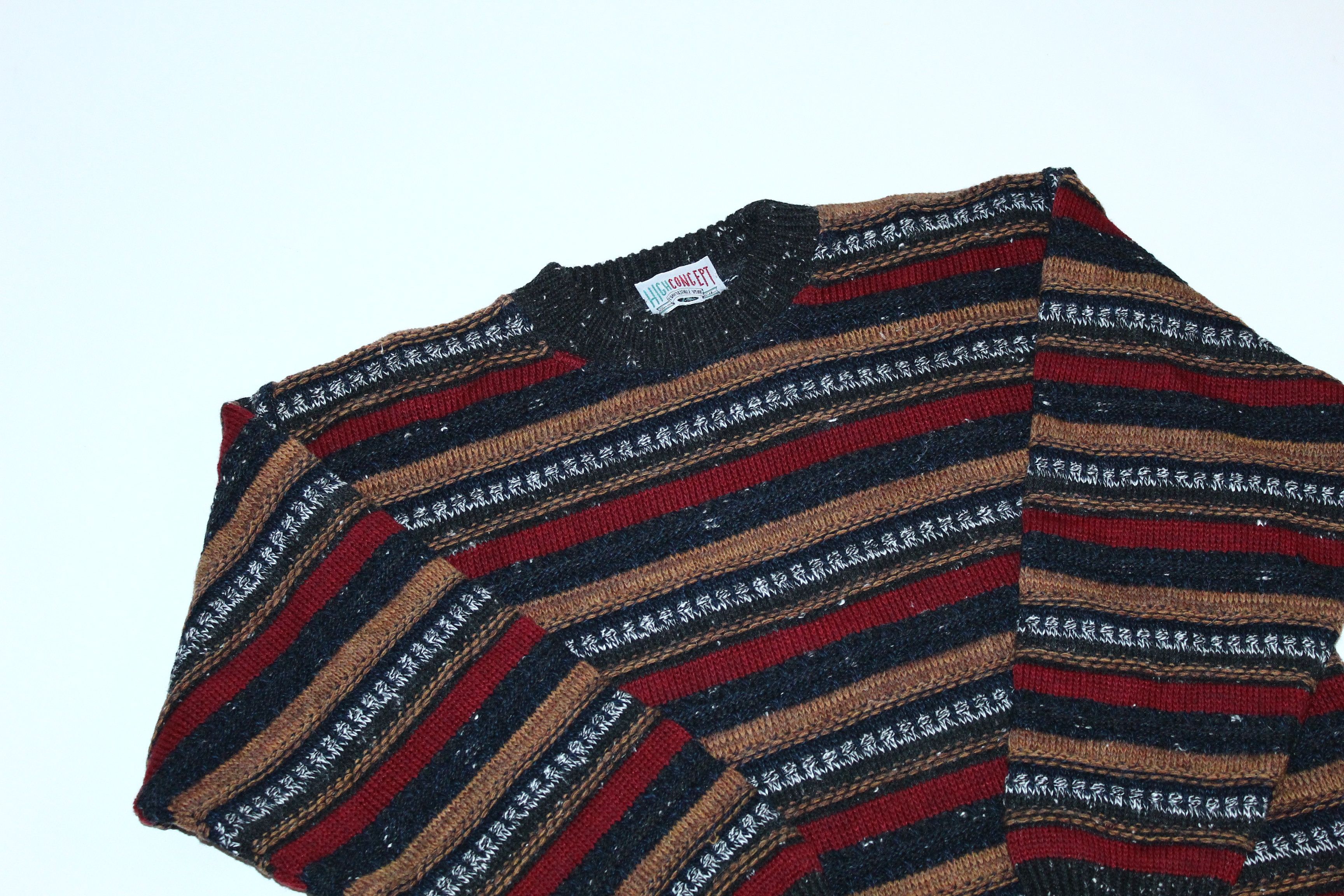Florence Tricot 🔥VTG🔥 80s High Concept Multicolor Cable Knit Sweater Size US L / EU 52-54 / 3 - 3 Thumbnail
