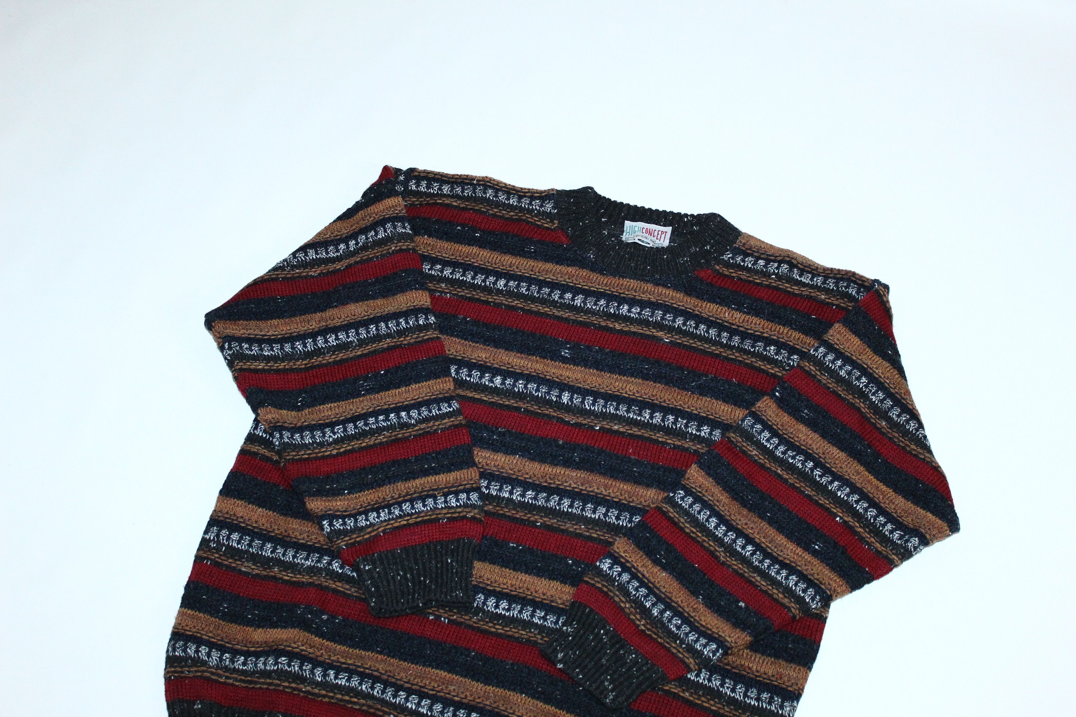 Florence Tricot 🔥VTG🔥 80s High Concept Multicolor Cable Knit Sweater Size US L / EU 52-54 / 3 - 4 Thumbnail