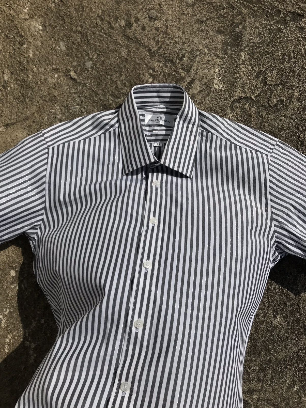 Balenciaga × Vintage Vintage Balenciaga Bling Shine Stripe Button Shirt Size US M / EU 48-50 / 2 - 2 Thumbnail