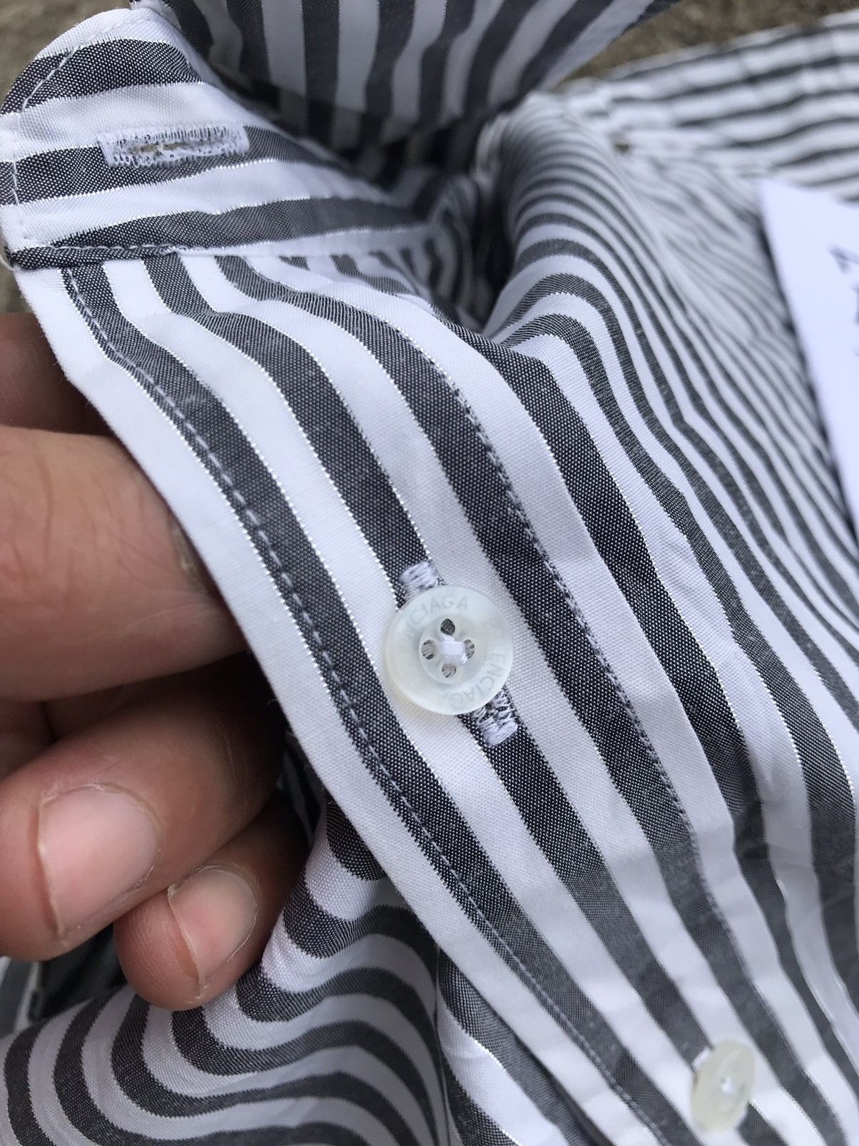 Balenciaga × Vintage Vintage Balenciaga Bling Shine Stripe Button Shirt Size US M / EU 48-50 / 2 - 8 Thumbnail