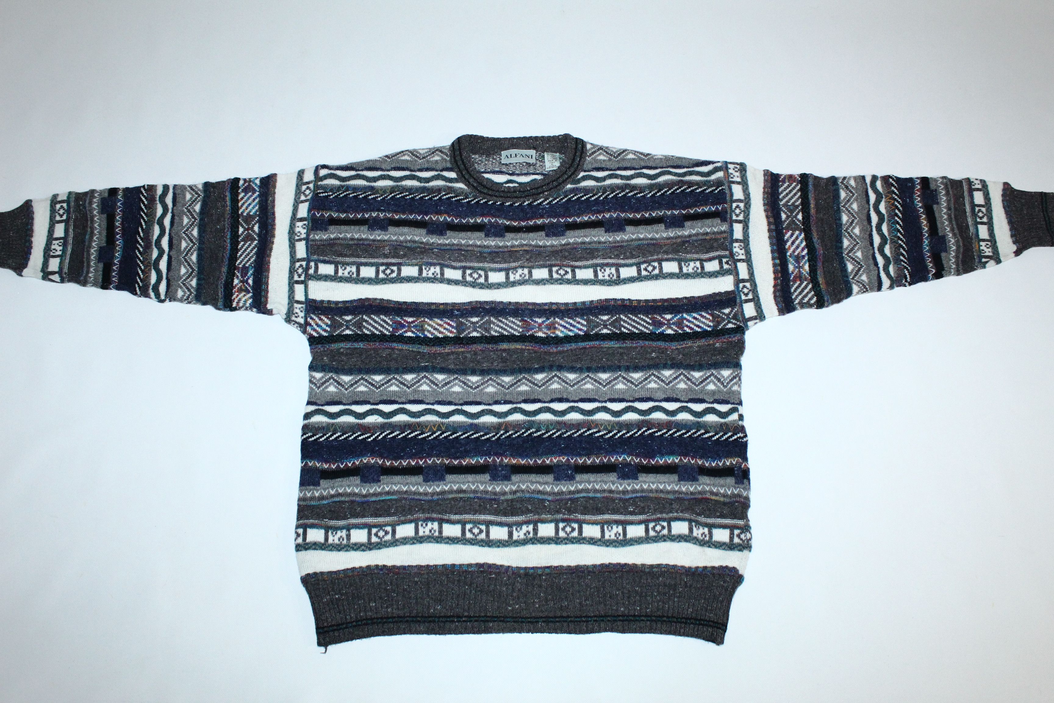 Alfani VTG💥 Alfani 3D cable chunky Knit Cosby Sweater. Coogi Style Size US XL / EU 56 / 4 - 7 Thumbnail