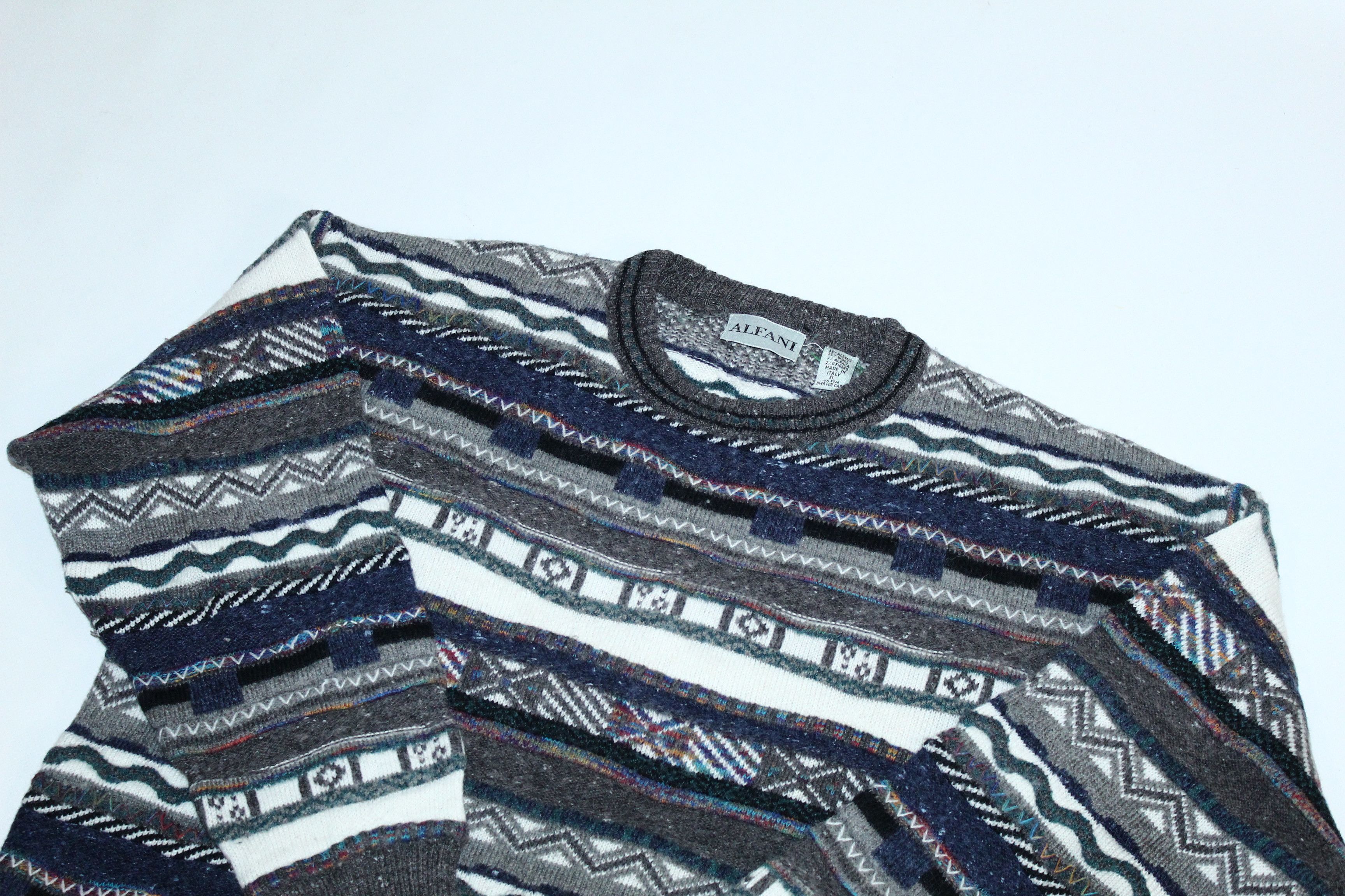 Alfani VTG💥 Alfani 3D cable chunky Knit Cosby Sweater. Coogi Style Size US XL / EU 56 / 4 - 3 Thumbnail