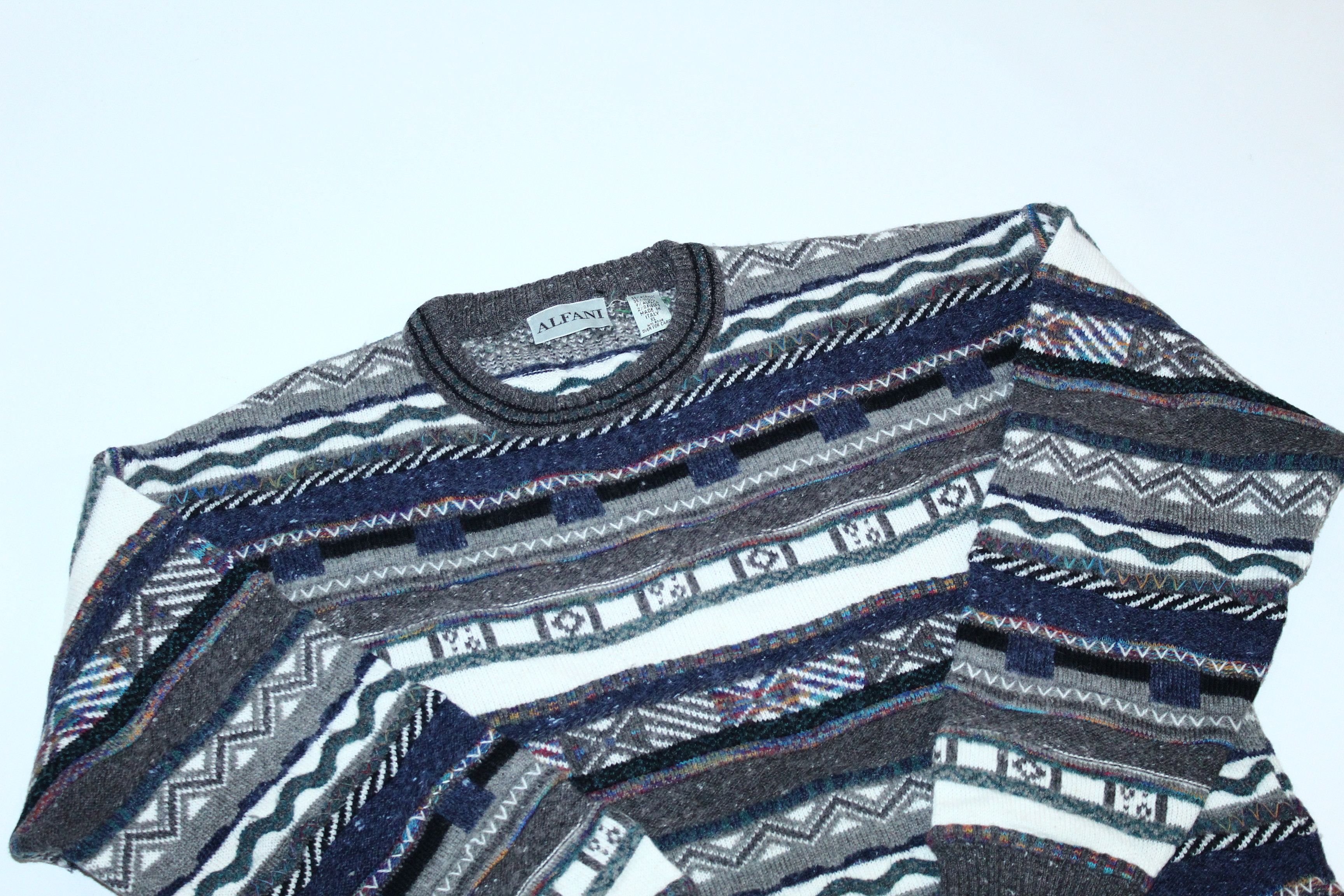 Alfani VTG💥 Alfani 3D cable chunky Knit Cosby Sweater. Coogi Style Size US XL / EU 56 / 4 - 2 Thumbnail