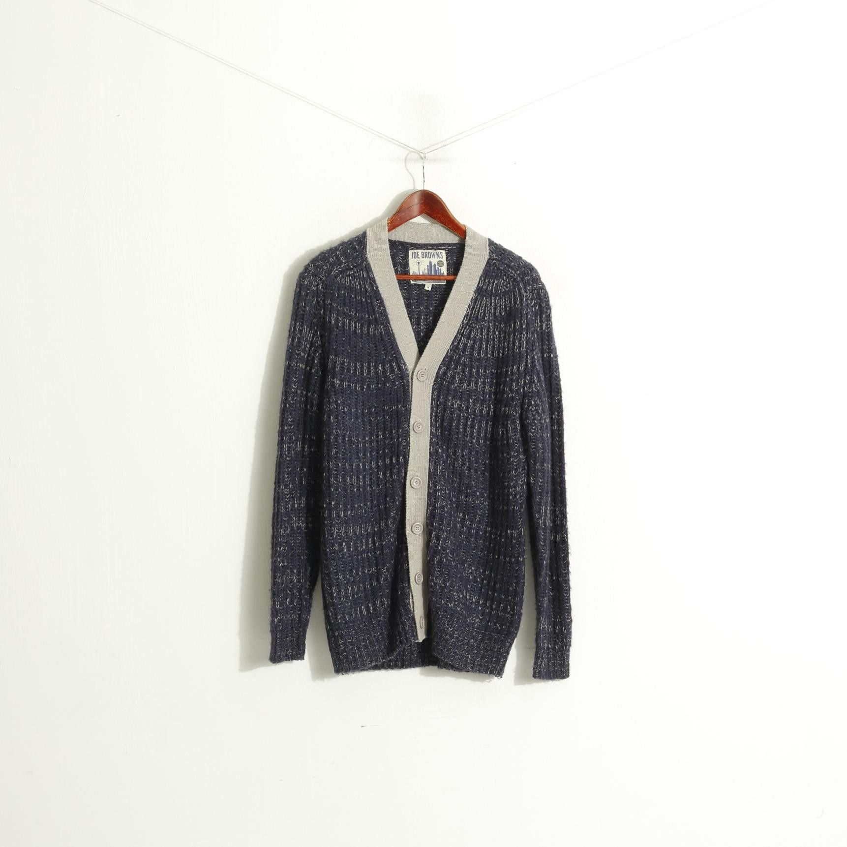 Vintage Joe Browns Men M Cardigan Blue Gray Knitted 9286 Size US M / EU 48-50 / 2 - 1 Thumbnail