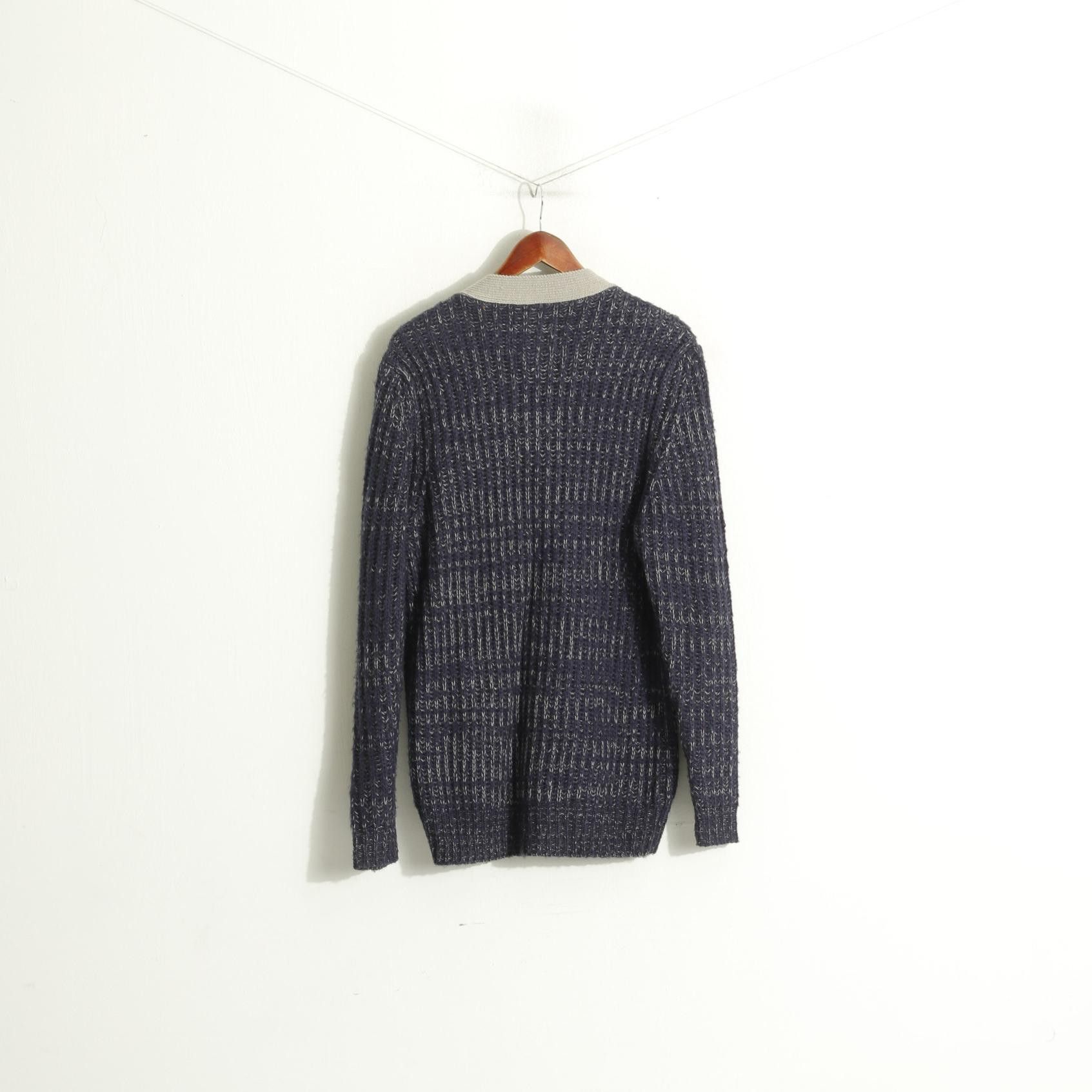 Vintage Joe Browns Men M Cardigan Blue Gray Knitted 9286 Size US M / EU 48-50 / 2 - 6 Thumbnail