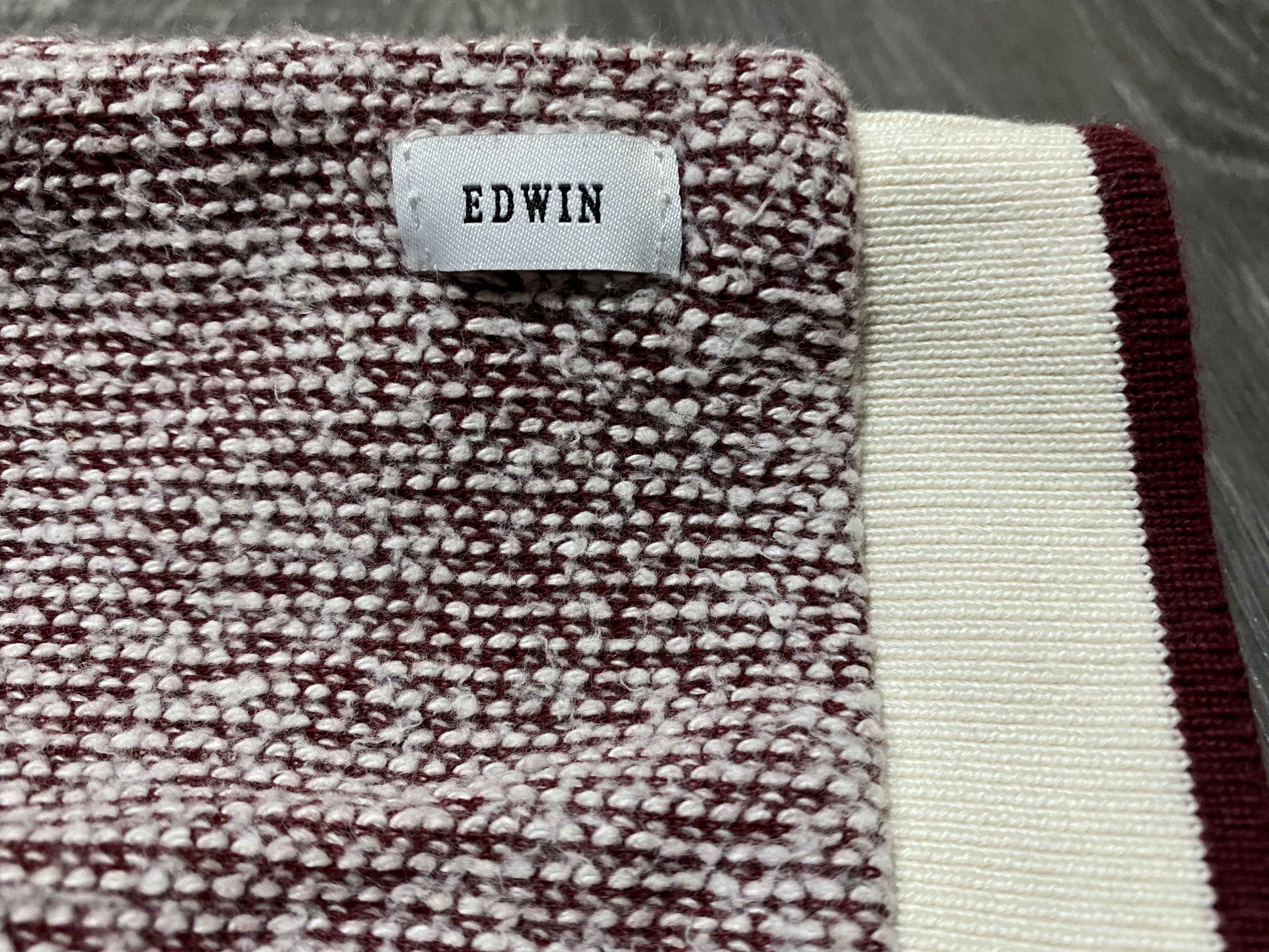 Edwin Women's Edwin Oversized White-Knitted Burgundy Sweatshirt Size US S / EU 44-46 / 1 - 5 Thumbnail
