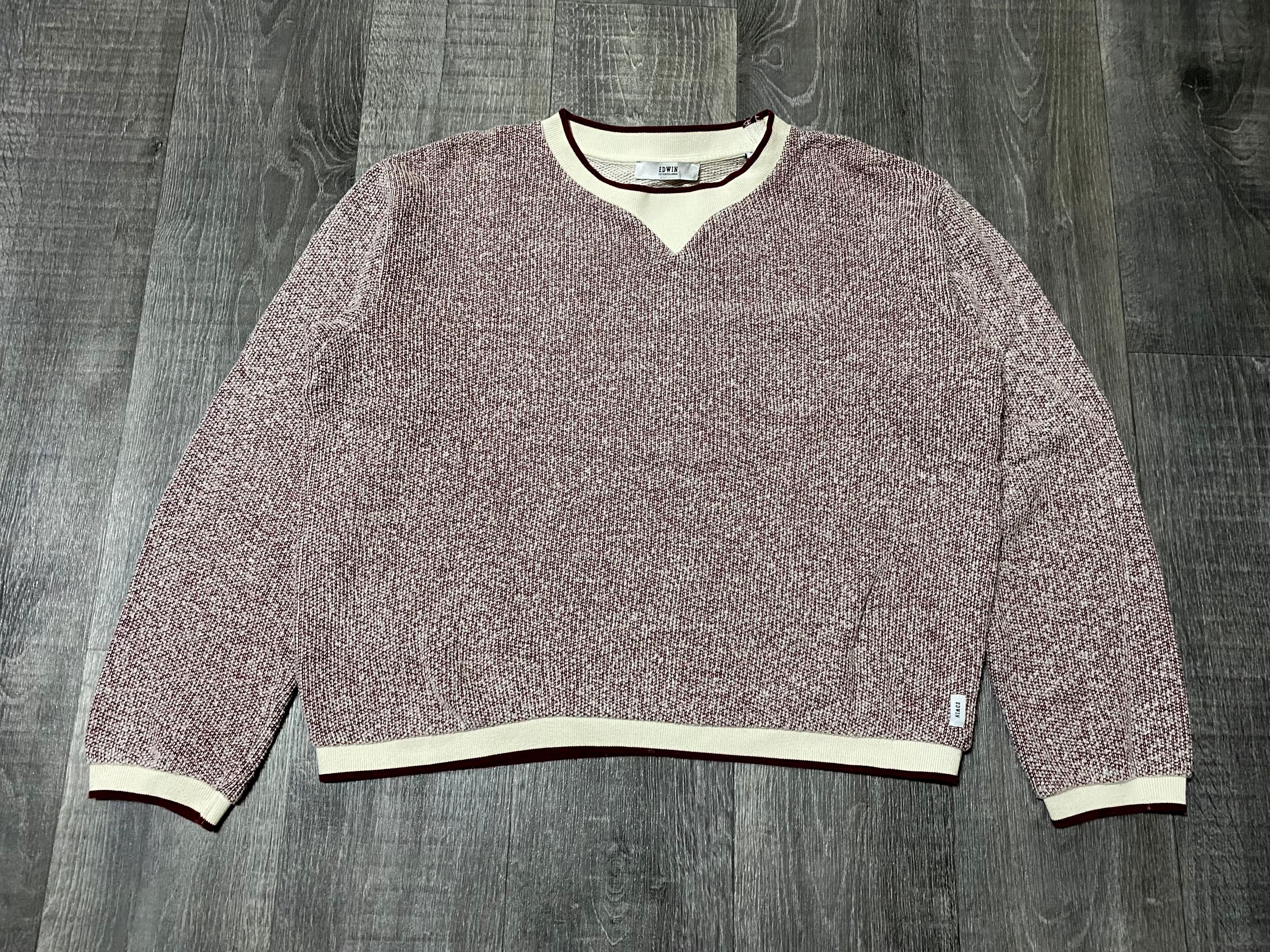 Edwin Women's Edwin Oversized White-Knitted Burgundy Sweatshirt Size US S / EU 44-46 / 1 - 2 Thumbnail