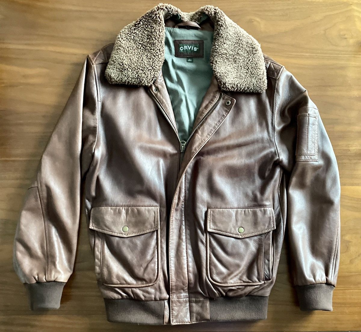 Full Zip Bomber Jacket W/ Leather Zipper Pull by Orvis