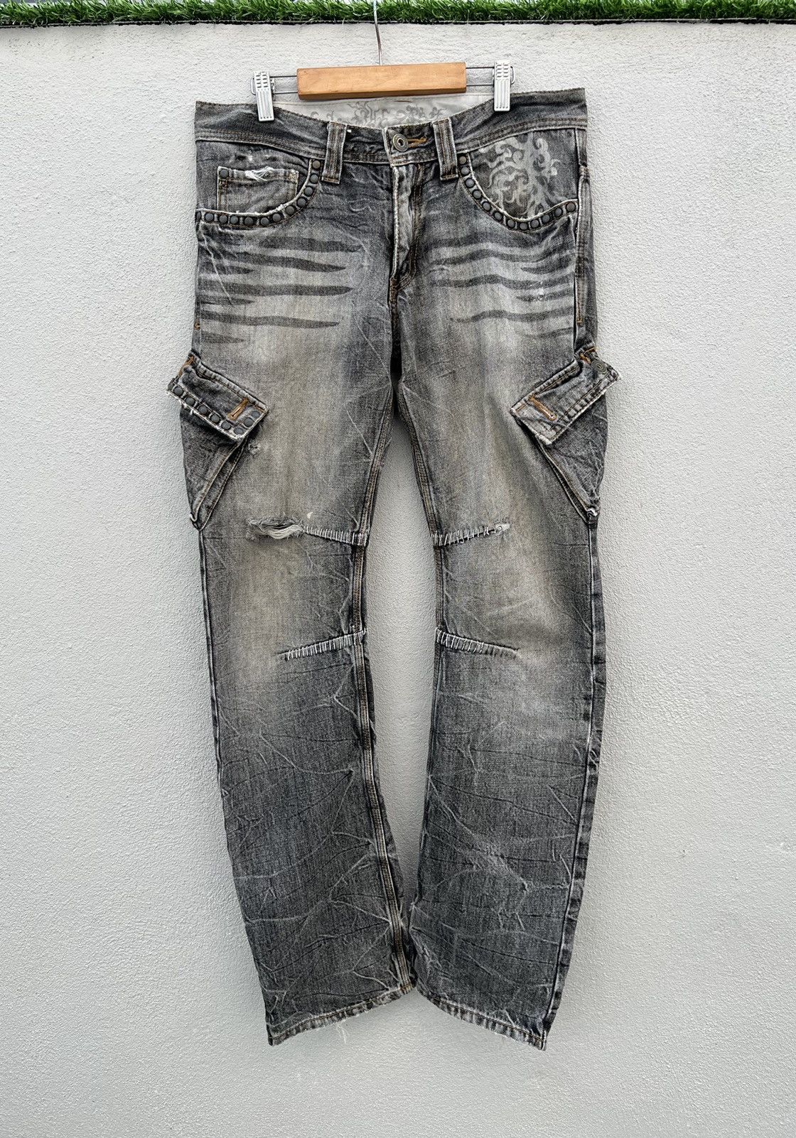 Vintage Twenty Works Multipocket Distressed Denim Jeans