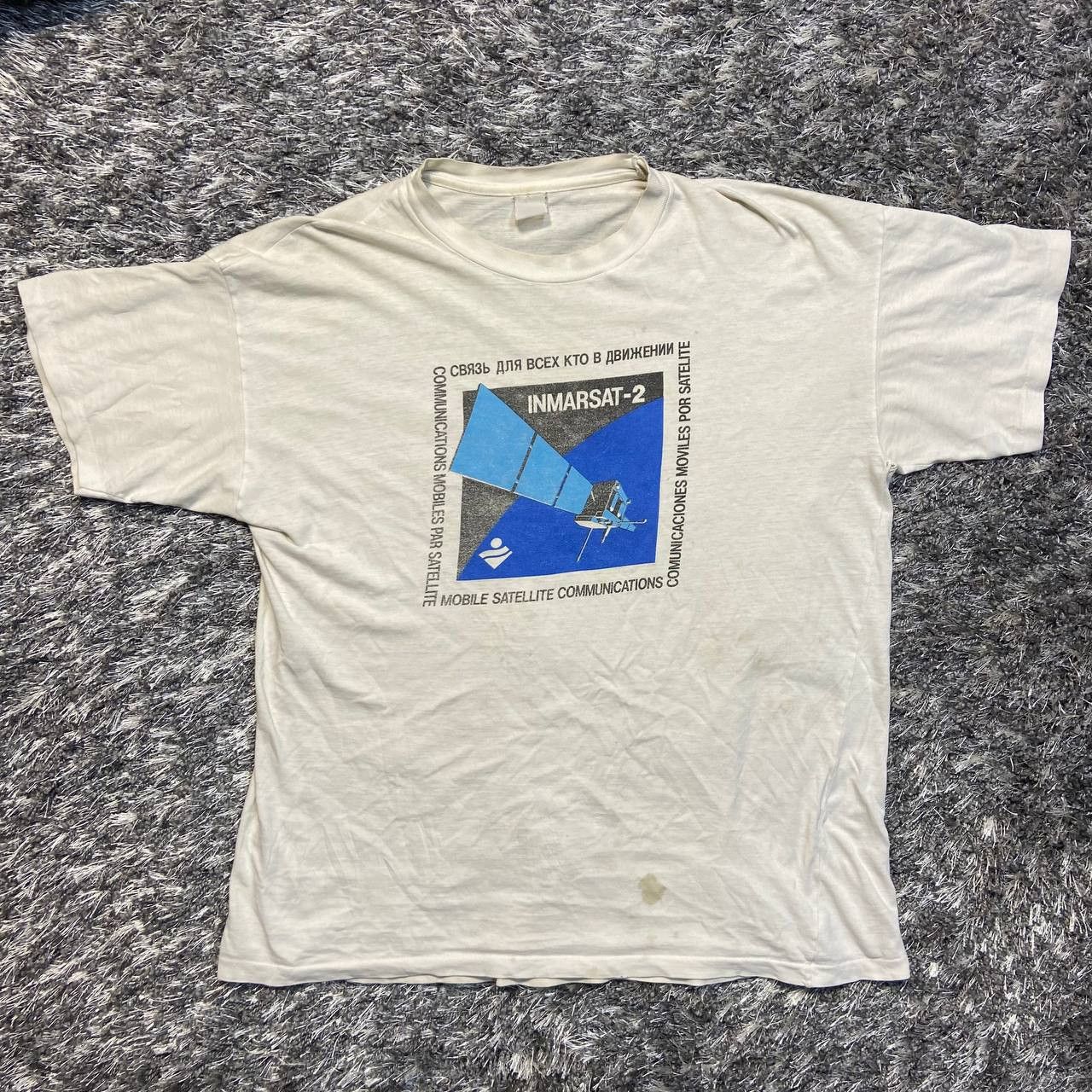 Vintage 1980s СВЯЗЬ ДЛЯ ТЕХ КТО В ДВИЖЕНИИ - INMARSAT 2 PROMO TEE Size US L / EU 52-54 / 3 - 3 Thumbnail