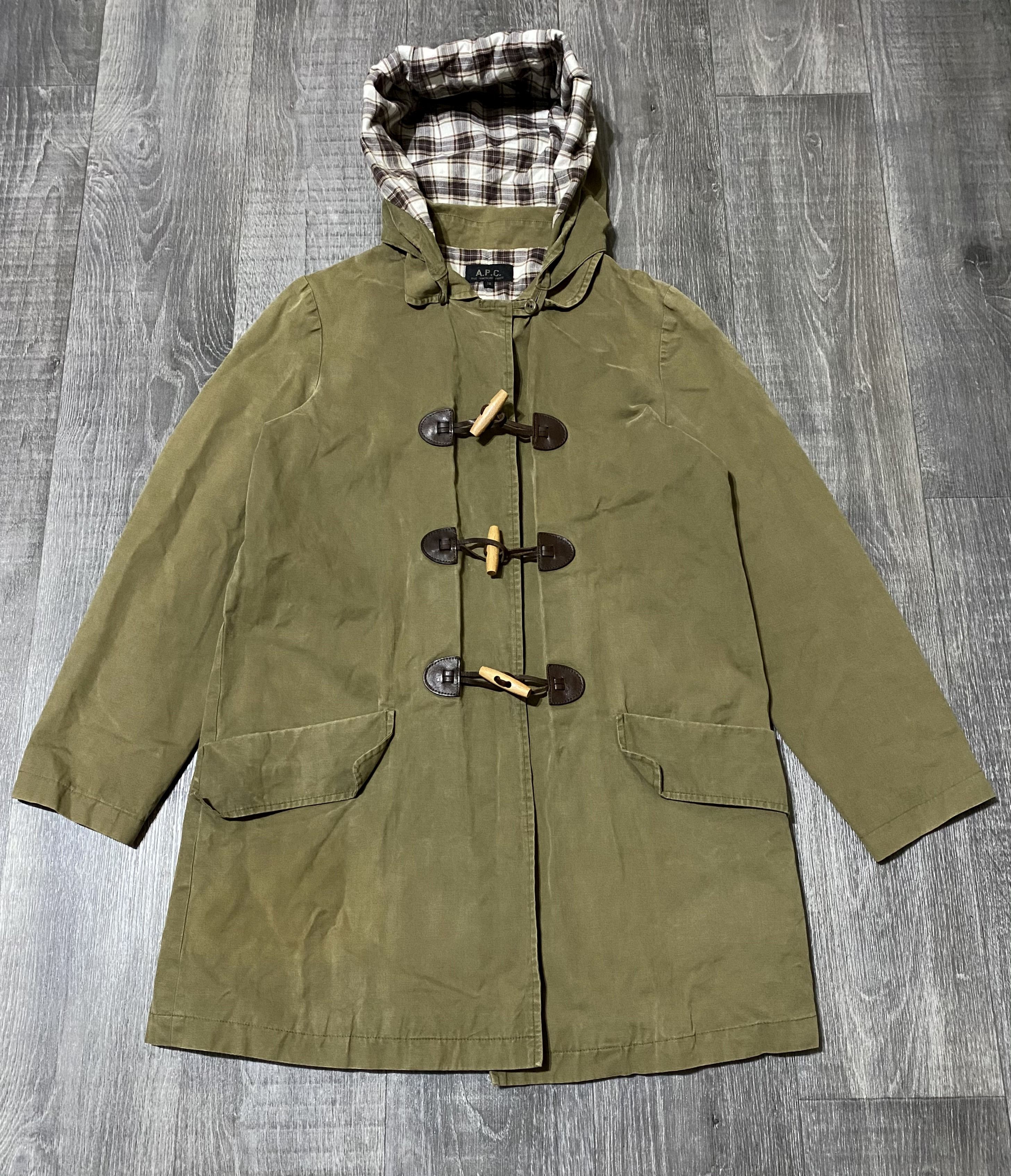 Women's Washed Olive Hooded Trench Pea Coat Jacket