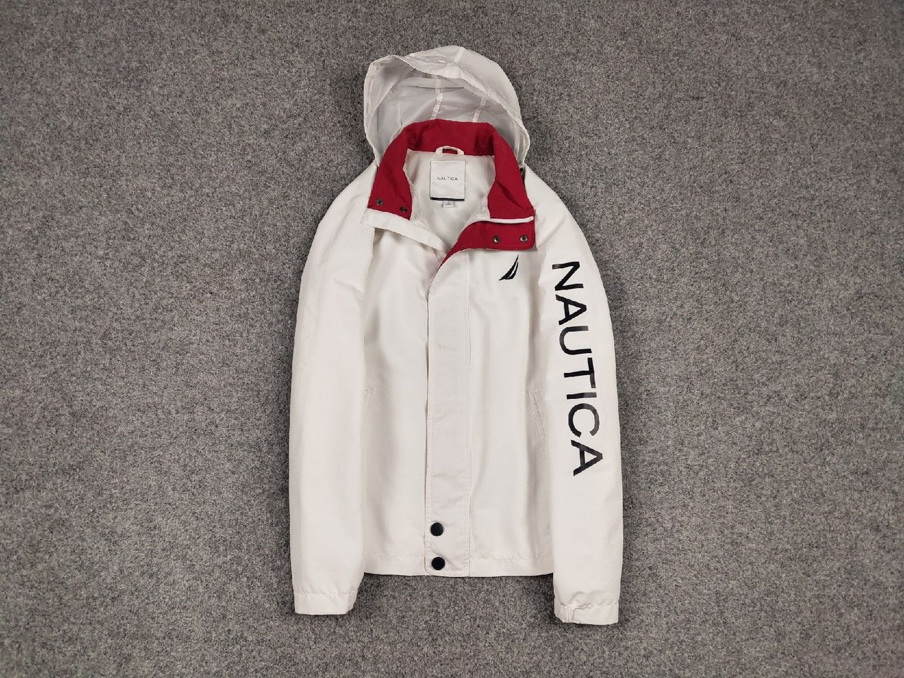 Nautica Nautica Windbreaker White with Logo Hooded zip up Jacket Size US S / EU 44-46 / 1 - 1 Thumbnail
