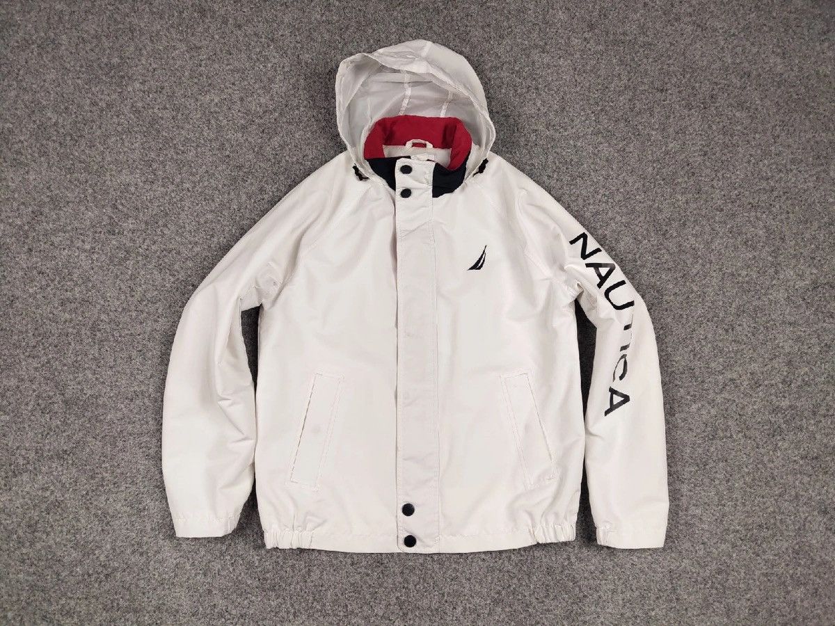 Nautica Nautica Windbreaker White with Logo Hooded zip up Jacket Size US S / EU 44-46 / 1 - 11 Thumbnail
