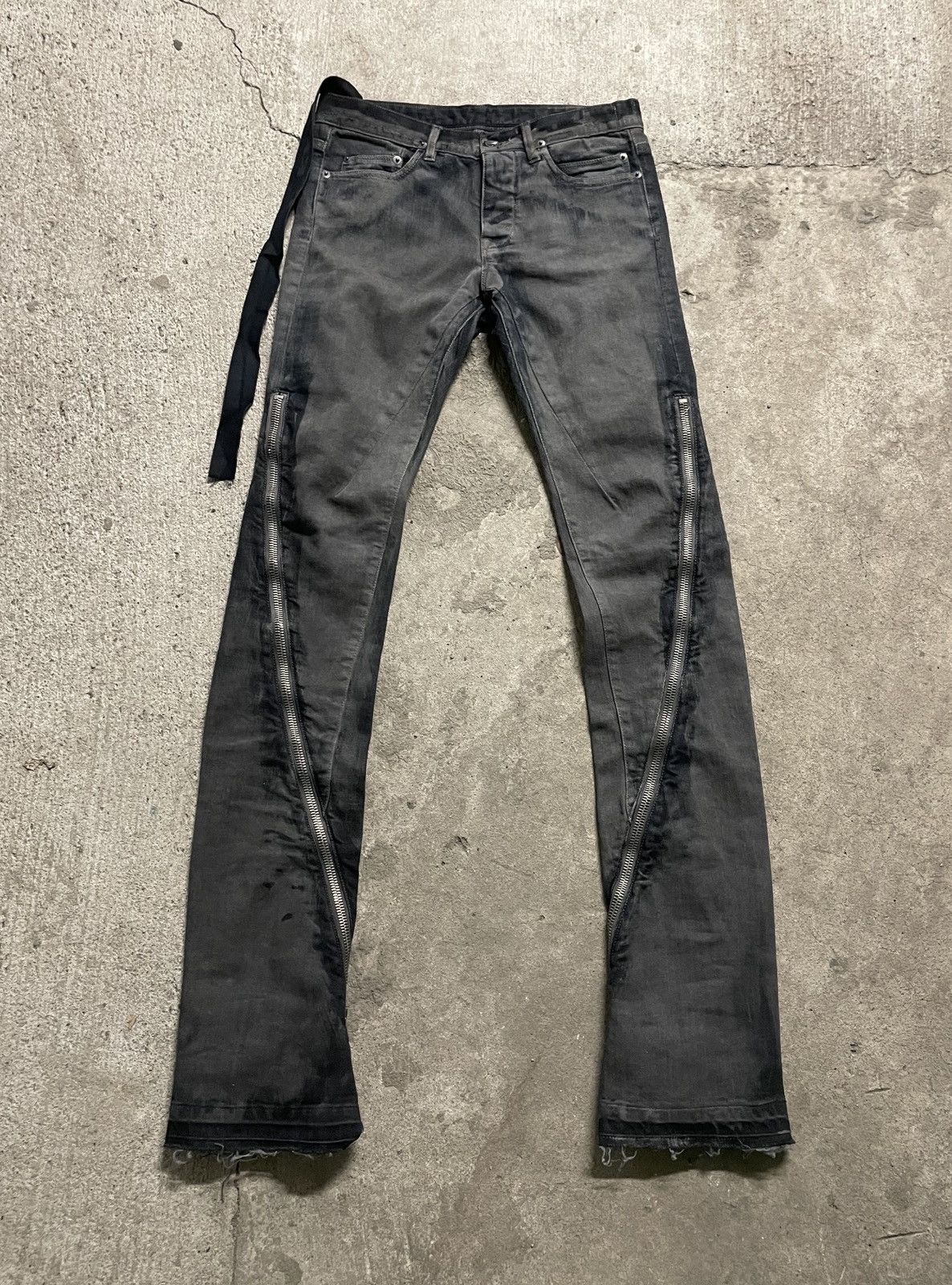 Rick Owens SS09 Rick Owens “Strutter” Hog Wash Coated Banana Cut Denim ...