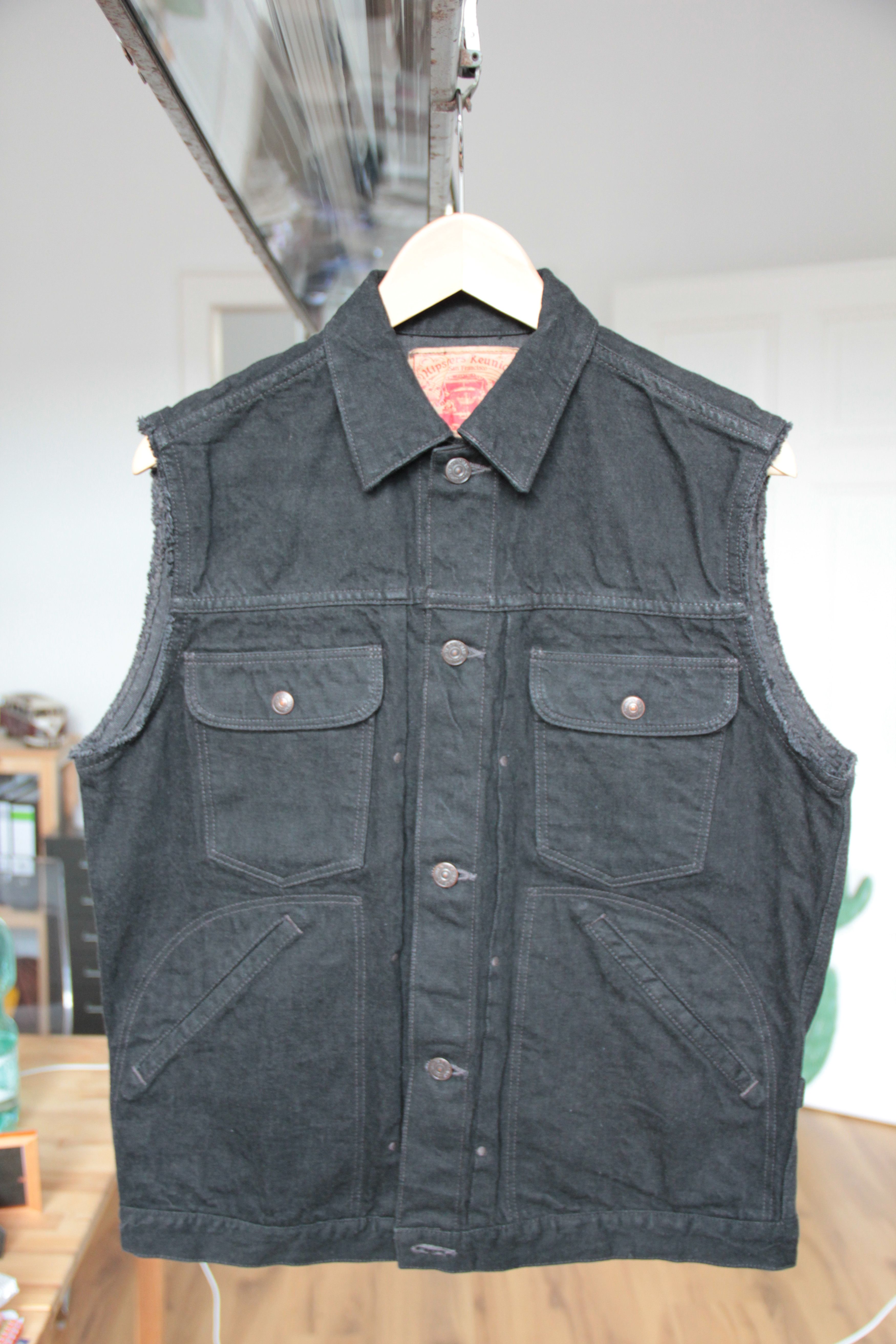 Freewheelers Hipsters Reunion Lot 666MJ Black Denim Vest | Grailed
