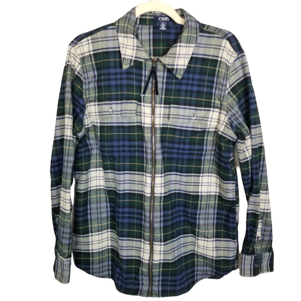 Chaps zip up flannel shirt sale