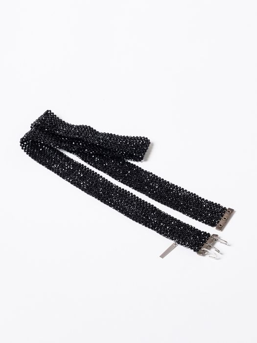 Dior Rare SS04 Dior Homme 'Strip' Black Beaded Belt Hedi Slimane | Grailed