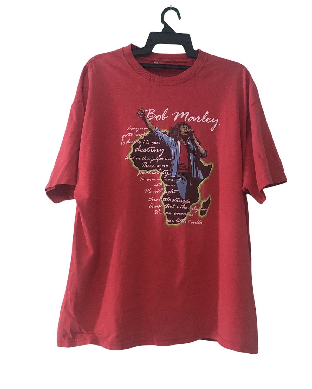 Bob Marley × Vintage Vtg Bob Marley 90's/00's T-Shirt With Zimbabwe Lyrics Size US XL / EU 56 / 4 - 1 Thumbnail