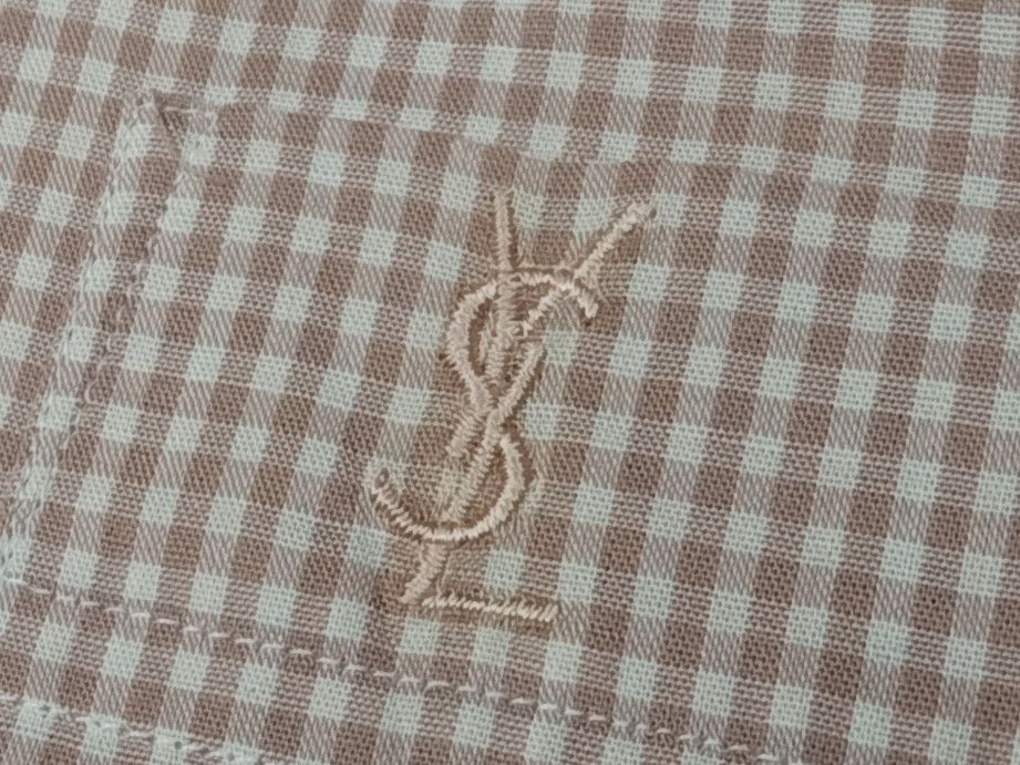 Vintage YVES SAINT LAURENT Pour Homme Peach Checkered Shirts. Size US S / EU 44-46 / 1 - 6 Thumbnail