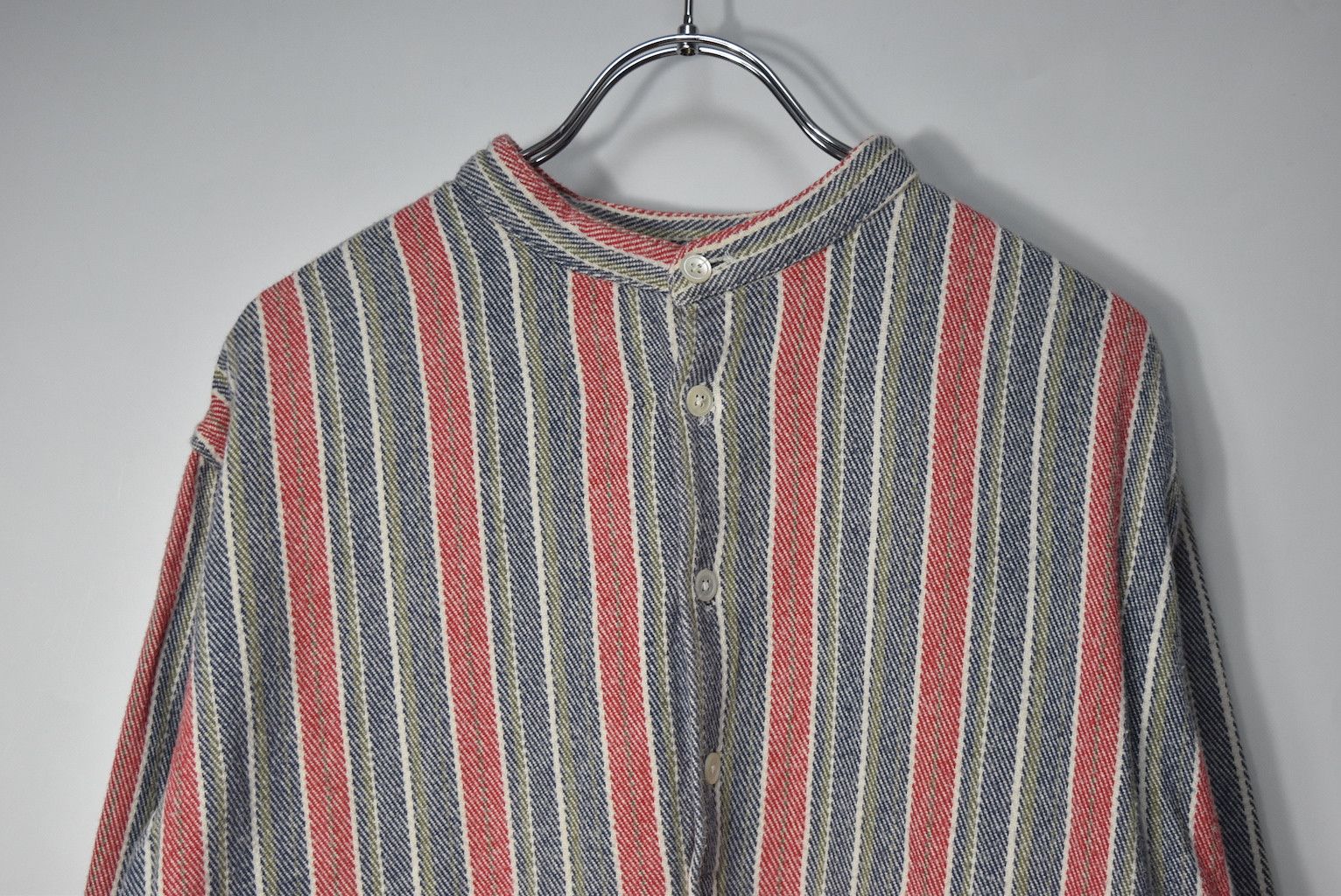 Nepenthes NEPENTHES/stripe collar less shirt/26303 - 678 90.4 Size US M / EU 48-50 / 2 - 4 Thumbnail