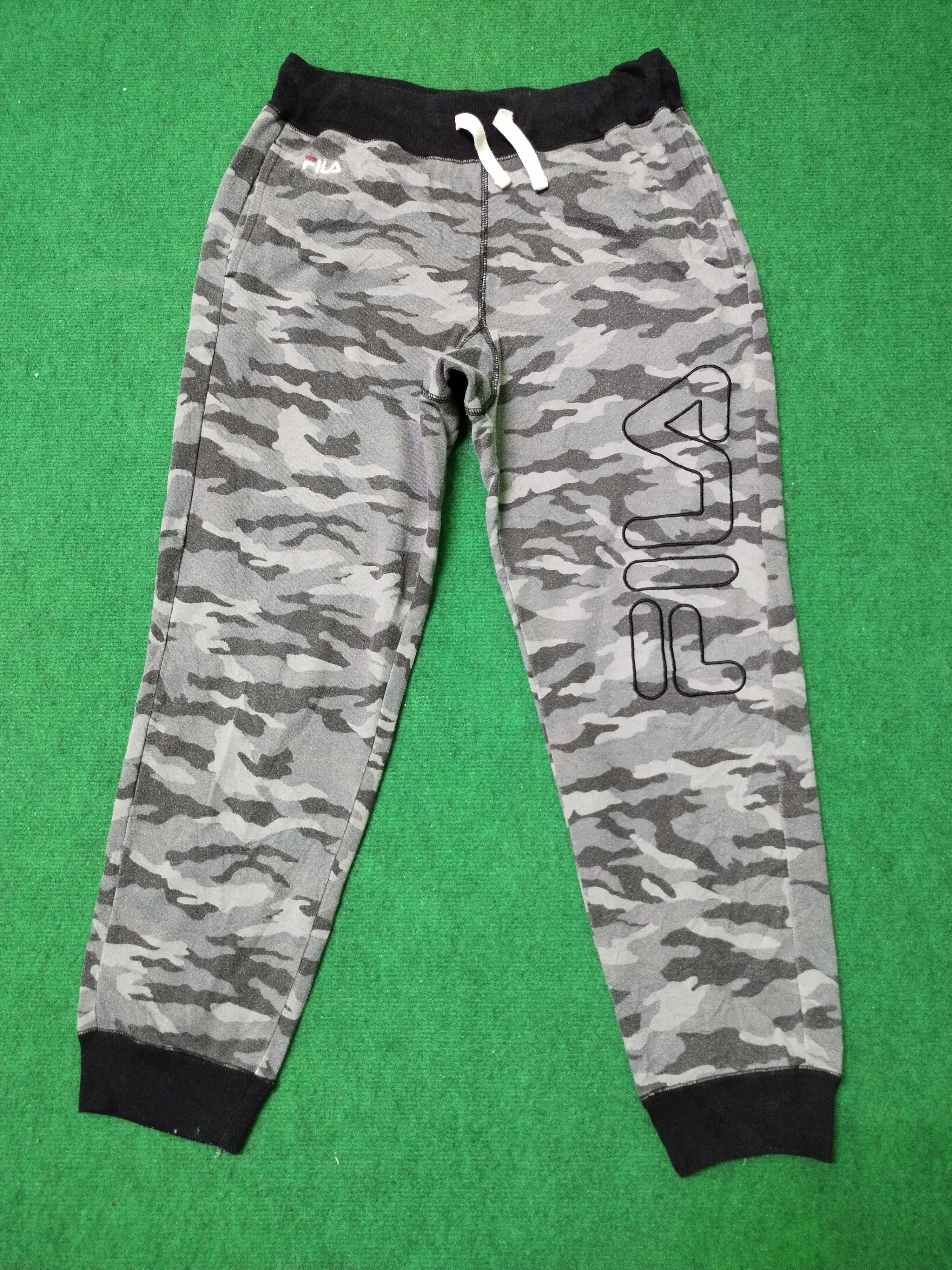 Mens Camouflage Track Pants FILA Slim Fit Military