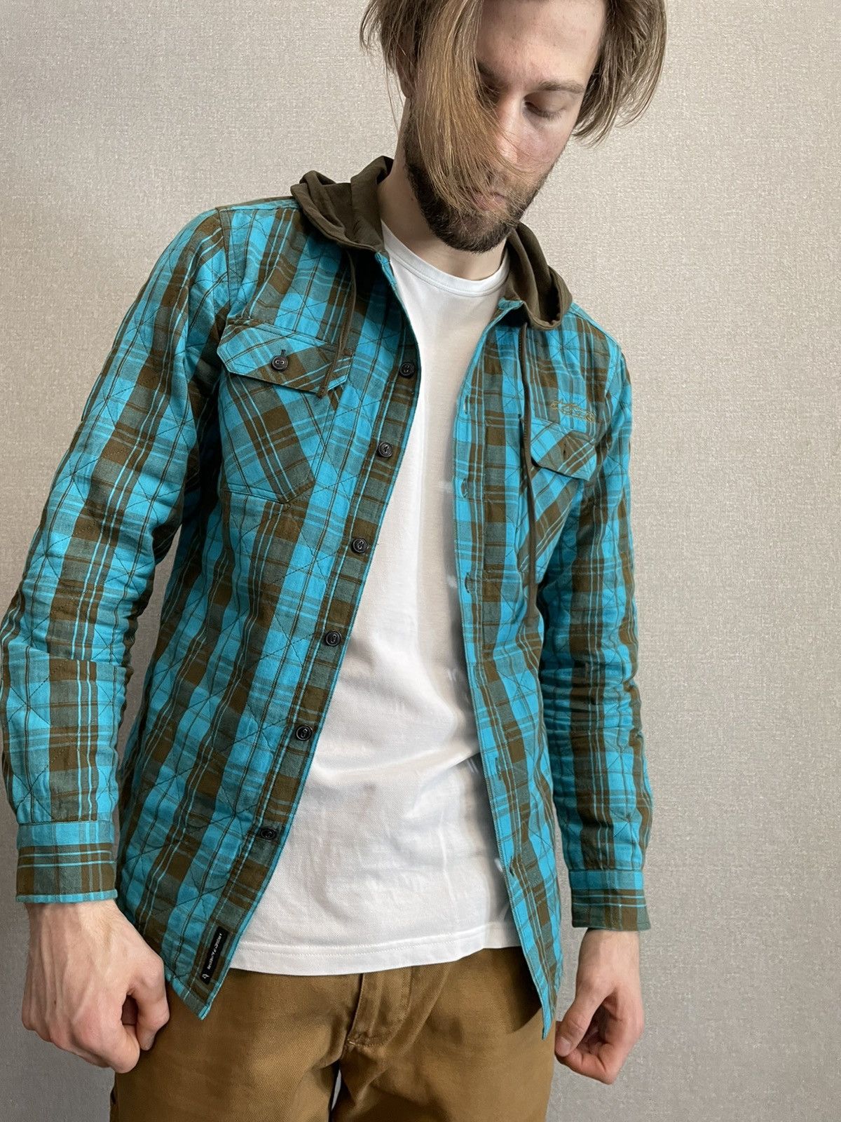 Other Astars plaid quilt shirt with hoodie motorcross Mens size M Size US M / EU 48-50 / 2 - 10 Thumbnail