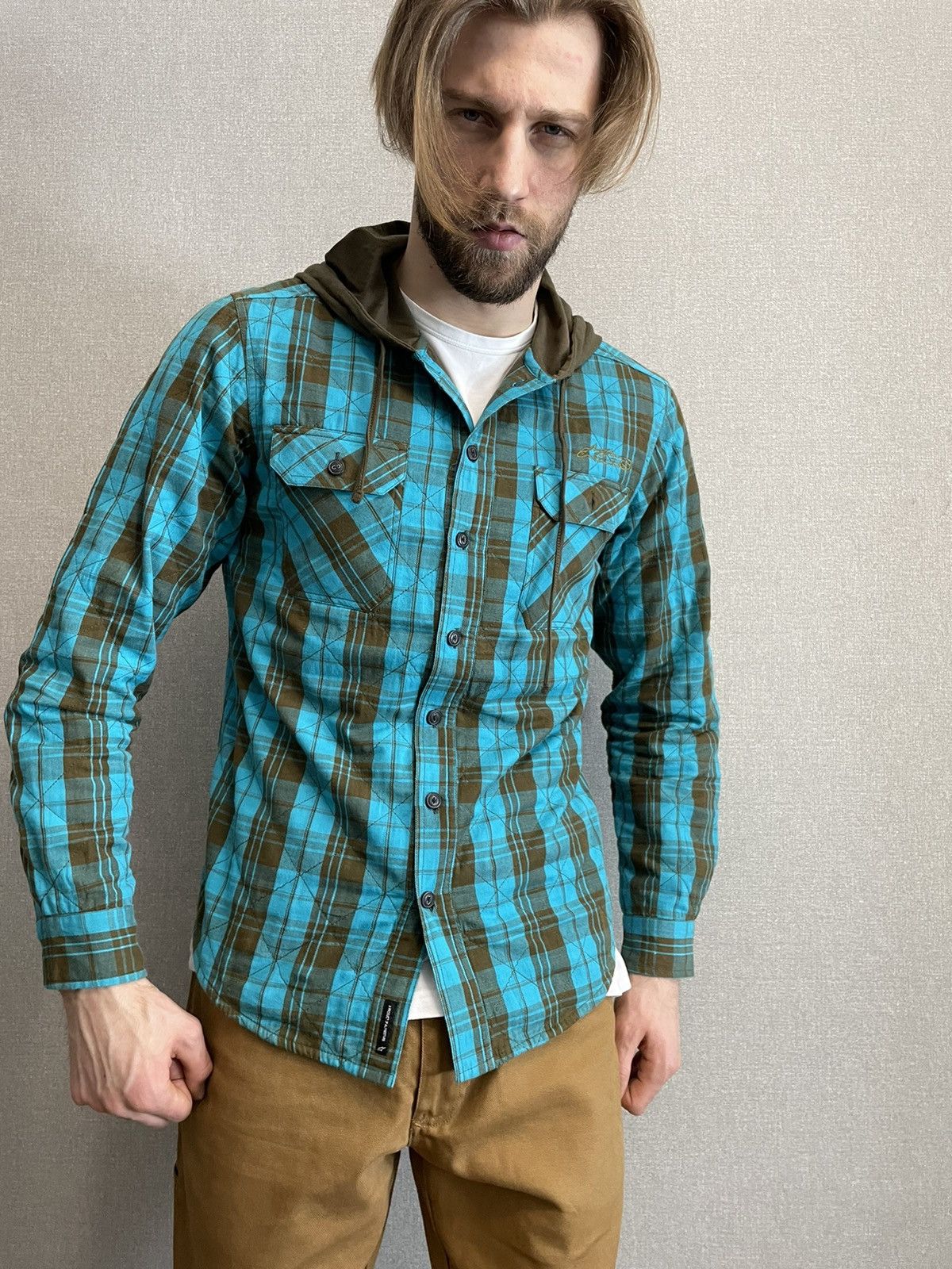 Other Astars plaid quilt shirt with hoodie motorcross Mens size M Size US M / EU 48-50 / 2 - 5 Thumbnail