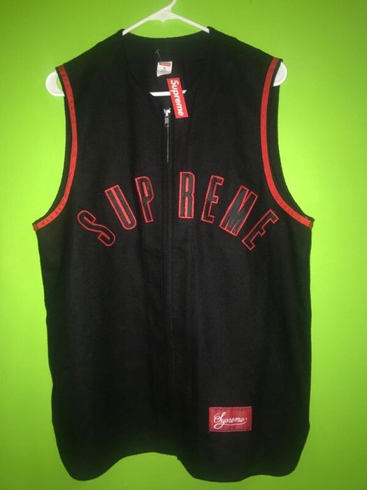 Supreme Supreme sleeveless wool baseball jersey f/w14 Black red
