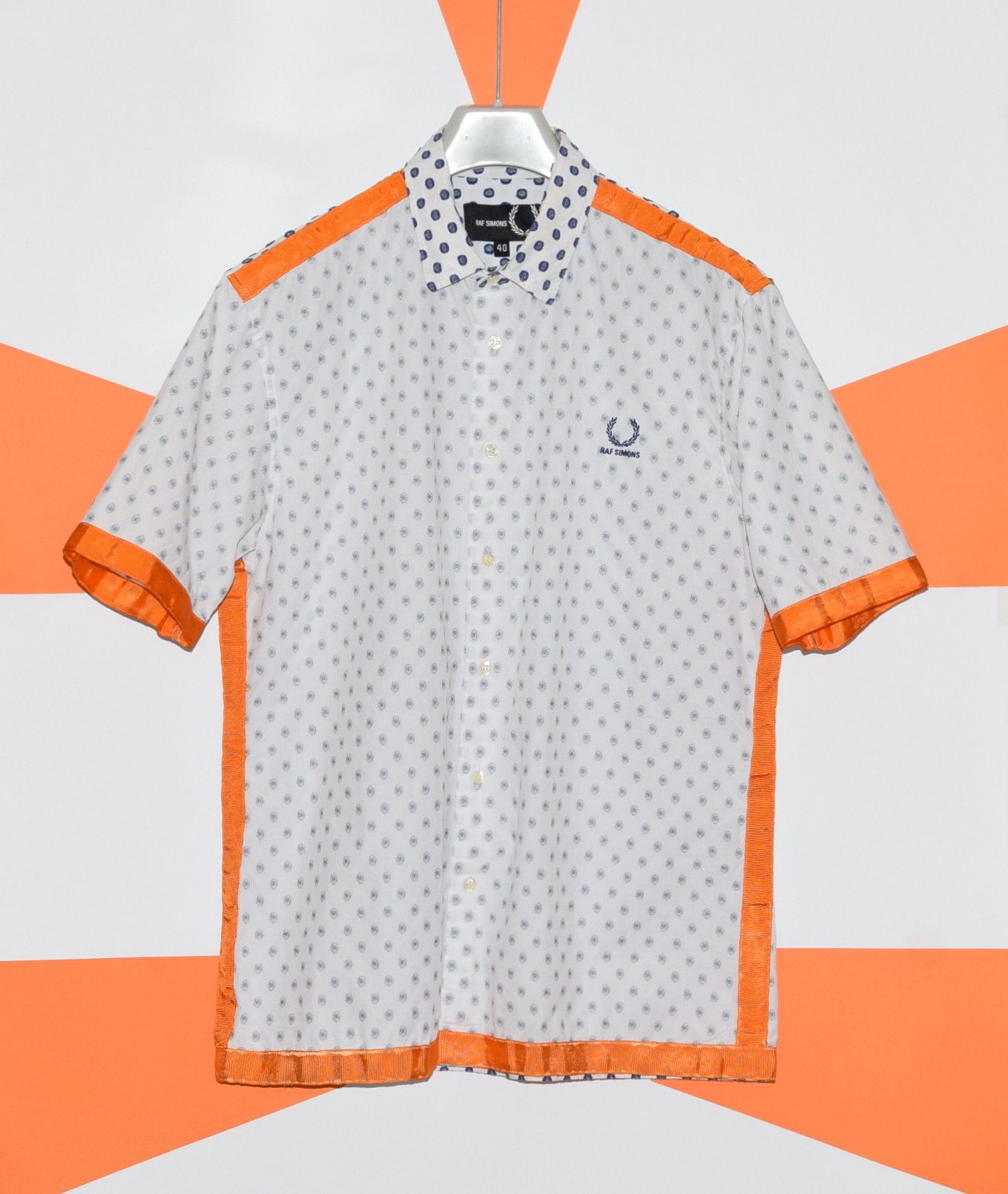 Fred Perry × Raf Simons RAF SIMON x FRED PERRY FLORAL TAPE SHIRT 40 ~ M P2P 20.5" Size US M / EU 48-50 / 2 - 8 Thumbnail
