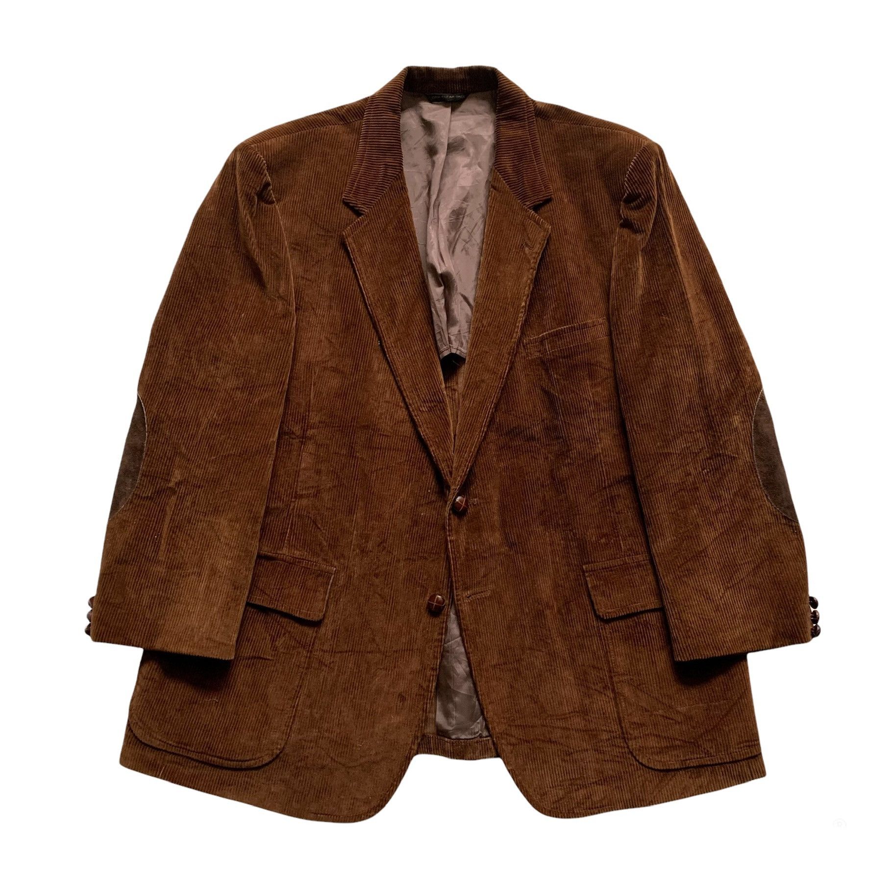 Vintage Brown Corduroy Elbow Patch Sport Coat Jacket 46R