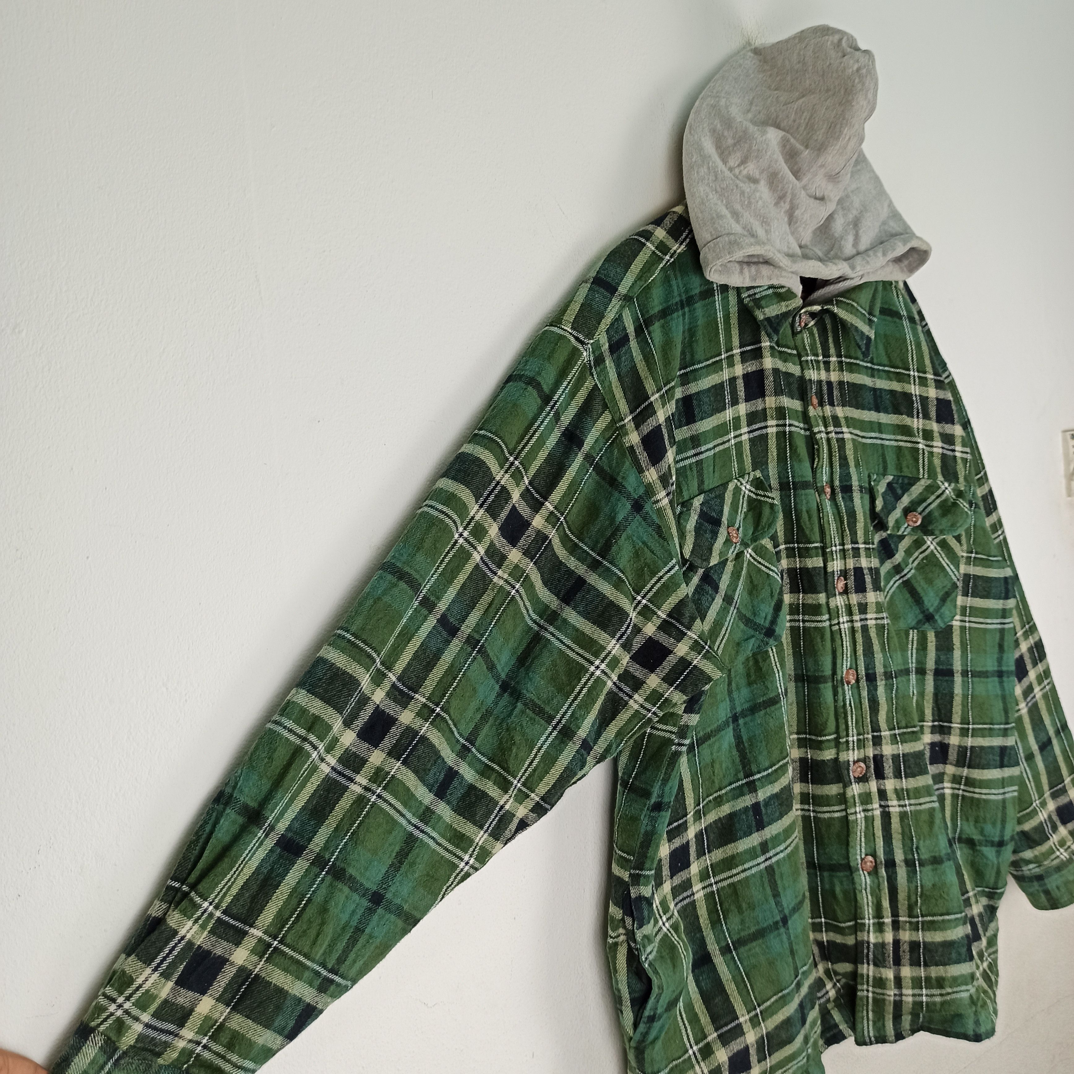 Field And Stream Field Stream Flannel with Hoodie Green Colour Grailed