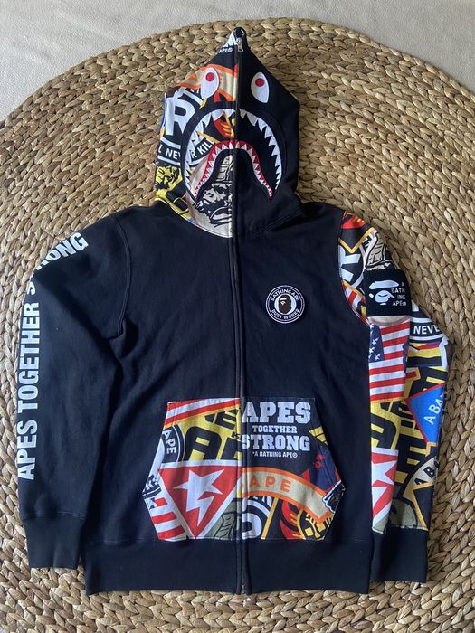 BAPE Patched Shark Full Zip Hoodie