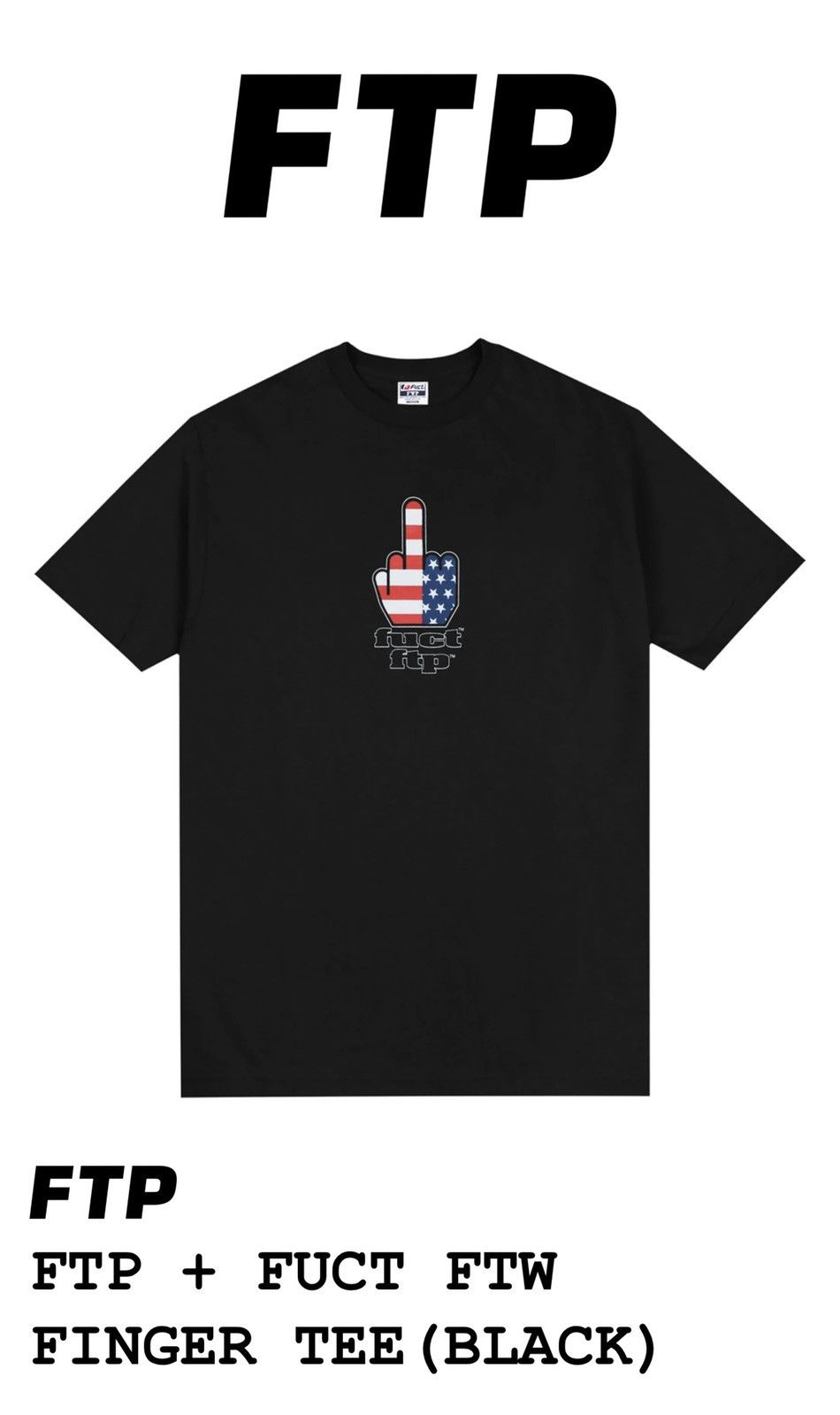 Fuck The Population × Fuct FTP x FUCT FTW FINGER TEE (BLACK