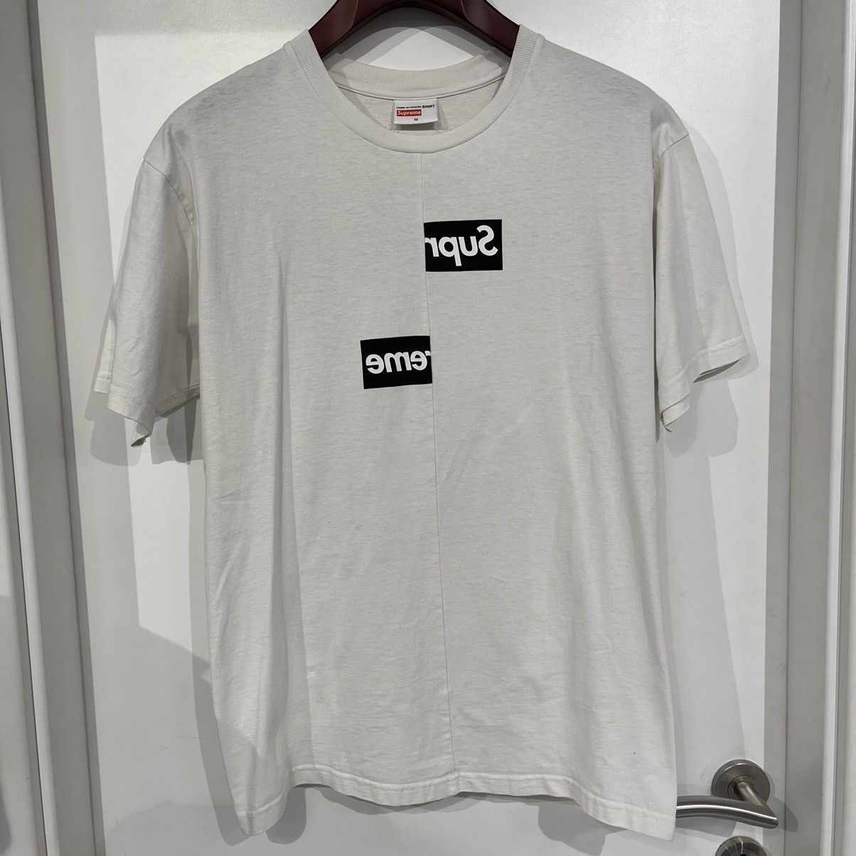 Supreme CDG Split Box Logo Tee White Short Sleeve T Shirts