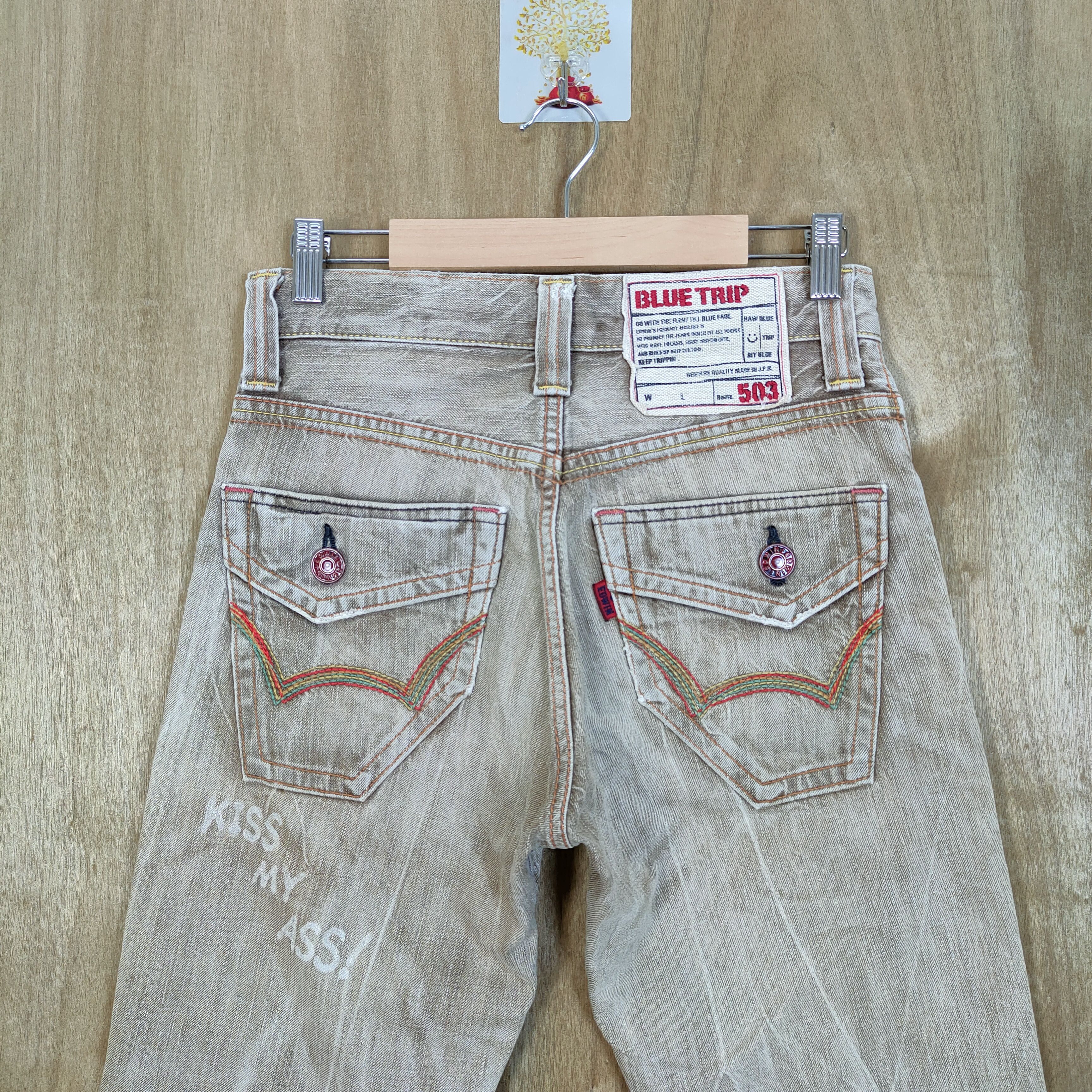 Edwin × Japanese Brand EDWIN 503 FADED CUSTOM ASS MY PUSSY DENIM JEANS PANTS Size US 26 / EU 42 - 9 Thumbnail