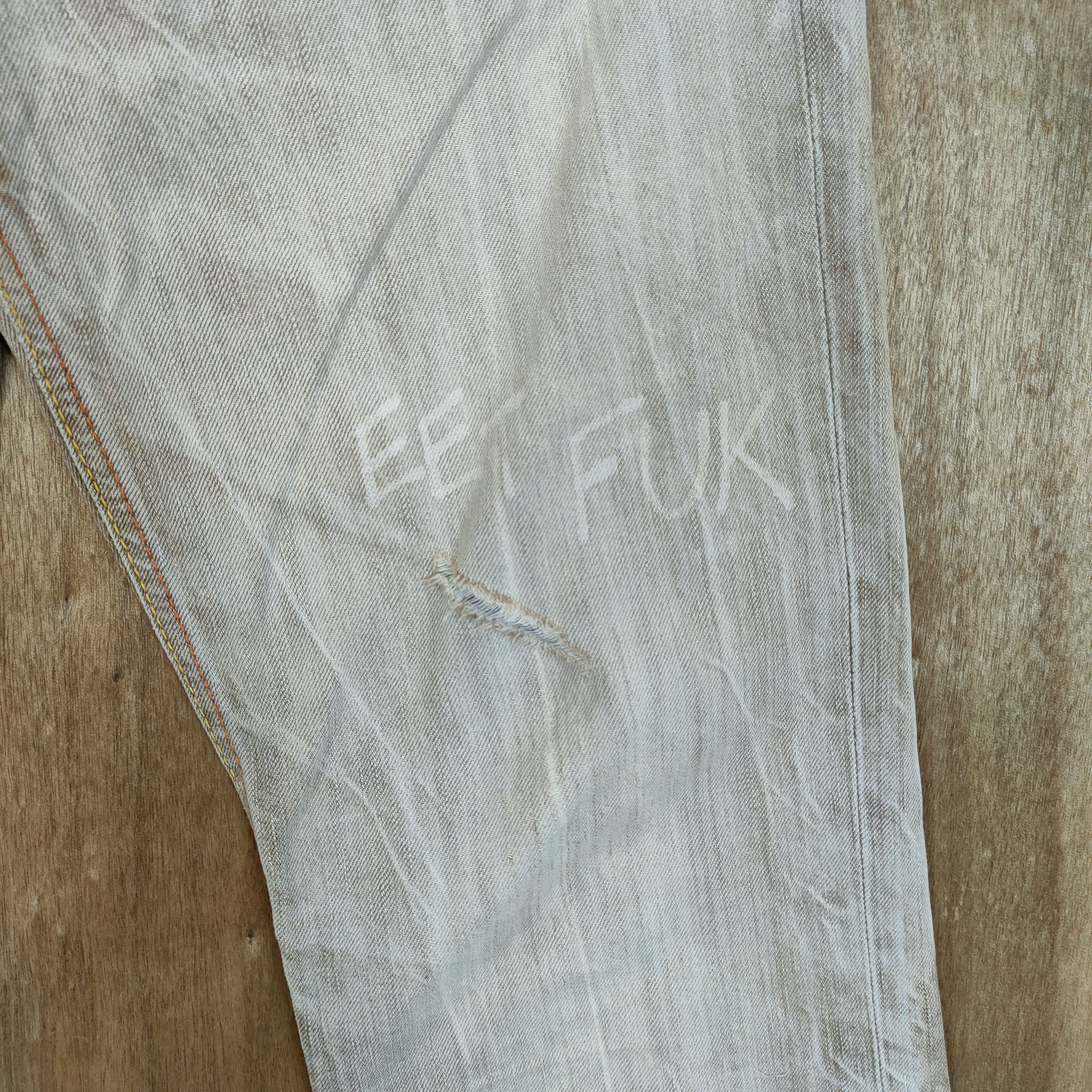 Edwin × Japanese Brand EDWIN 503 FADED CUSTOM ASS MY PUSSY DENIM JEANS PANTS Size US 26 / EU 42 - 4 Thumbnail
