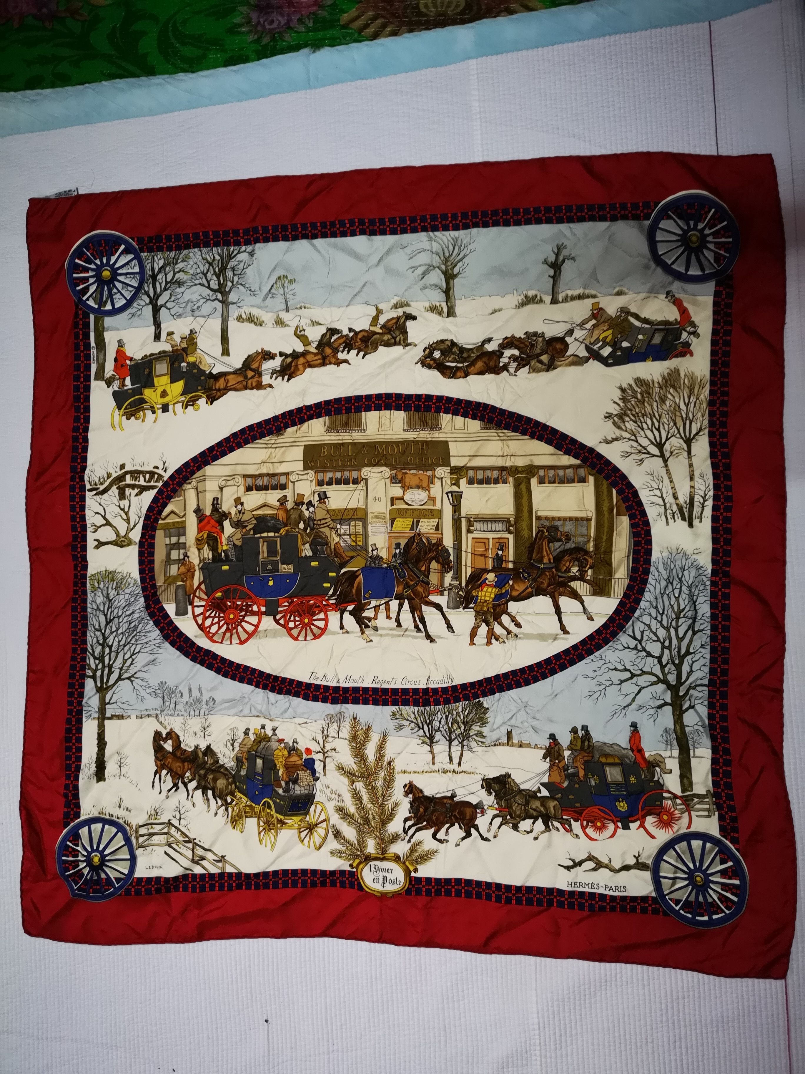 image of Hermes Stealaunthetic Vintage Hermès Silk Scarf in Red, Men's