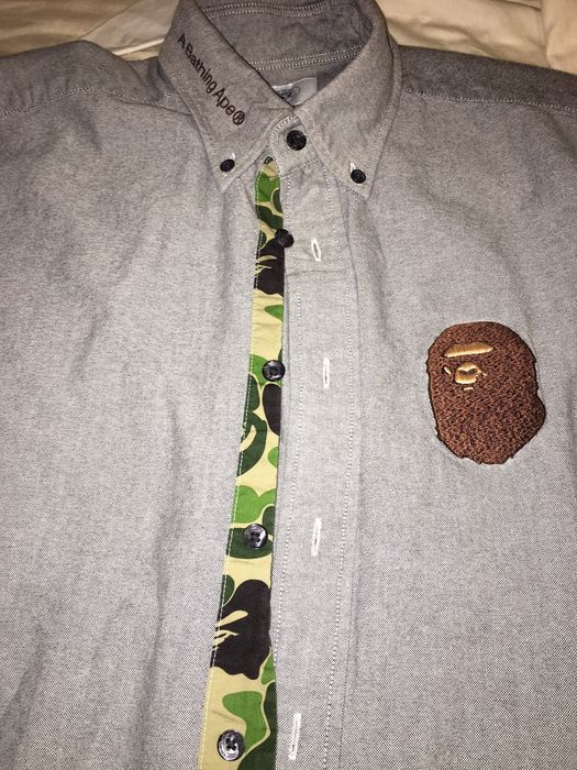 Bape Bape Large Ape Head Camo Oxford BD Shirt | Grailed