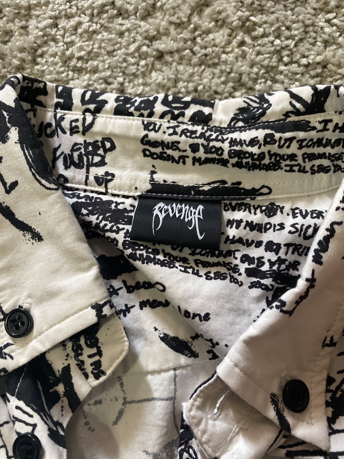 Revenge Revenge White Graffiti KILL Button Up Shirt M Size US M / EU 48-50 / 2 - 3 Thumbnail